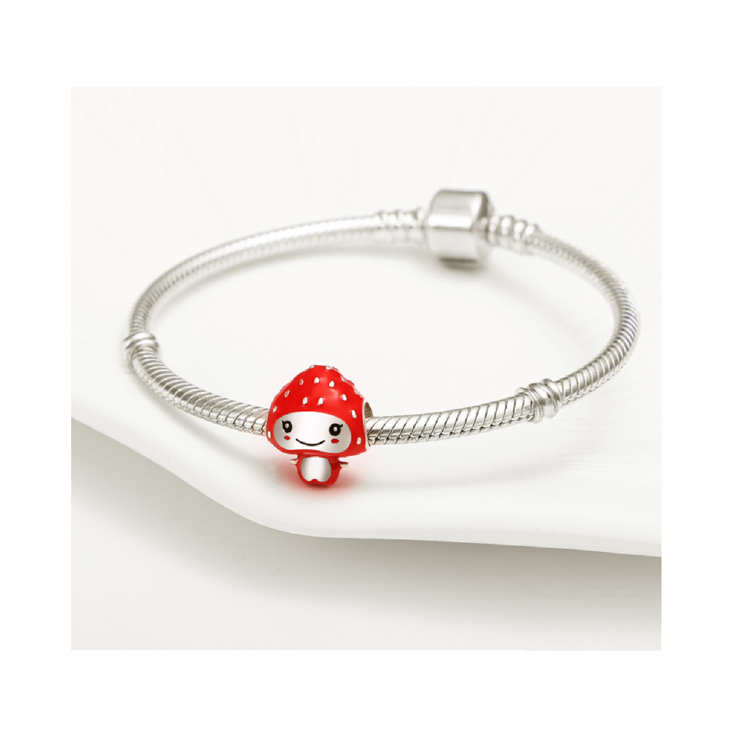 CHARM HONGO ROJO SONRIENTE EN PLATA 925 SILVER HEART - 3