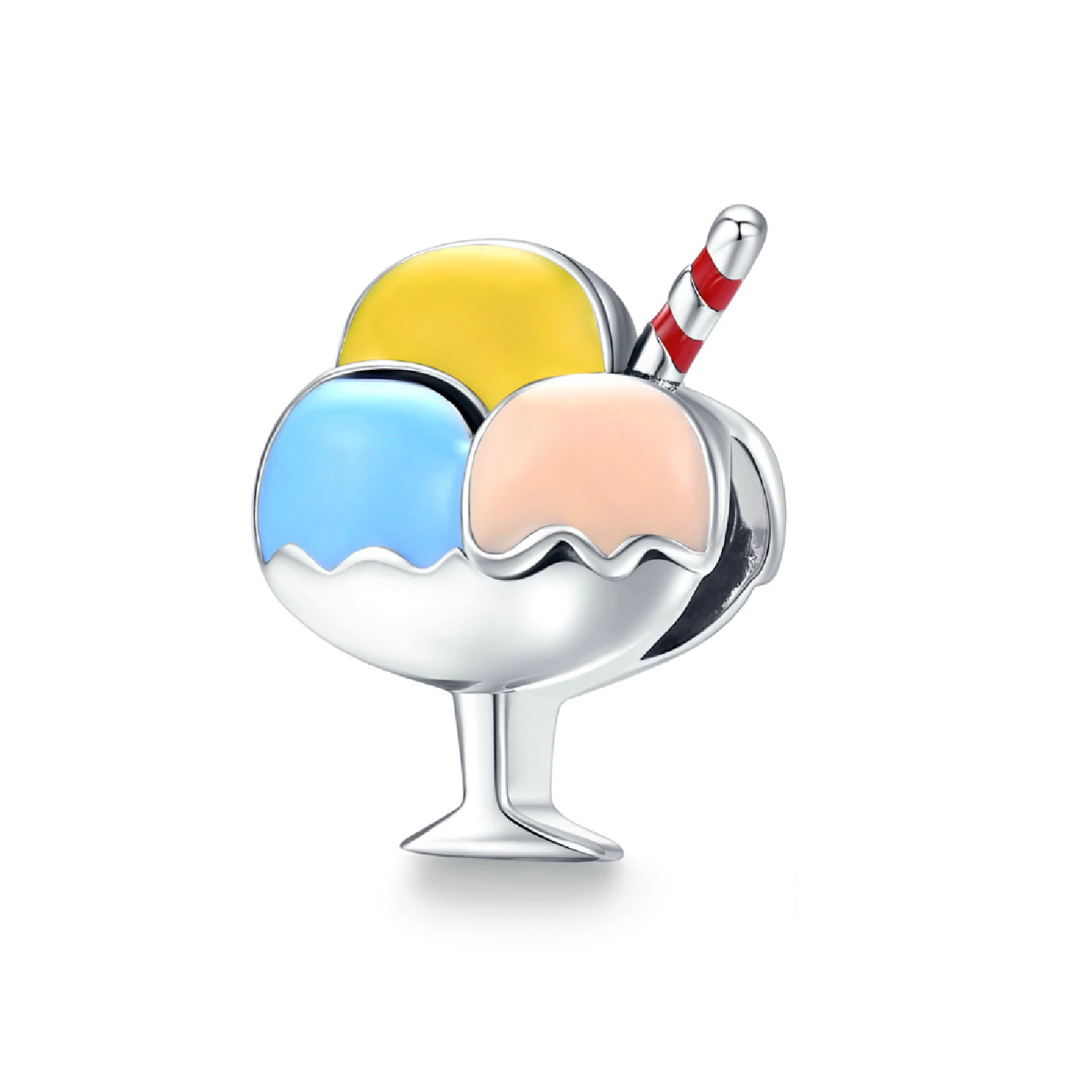 CHARM COPA DE HELADO TRICOLOR EN PLATA 925 SILVER HEART - 1