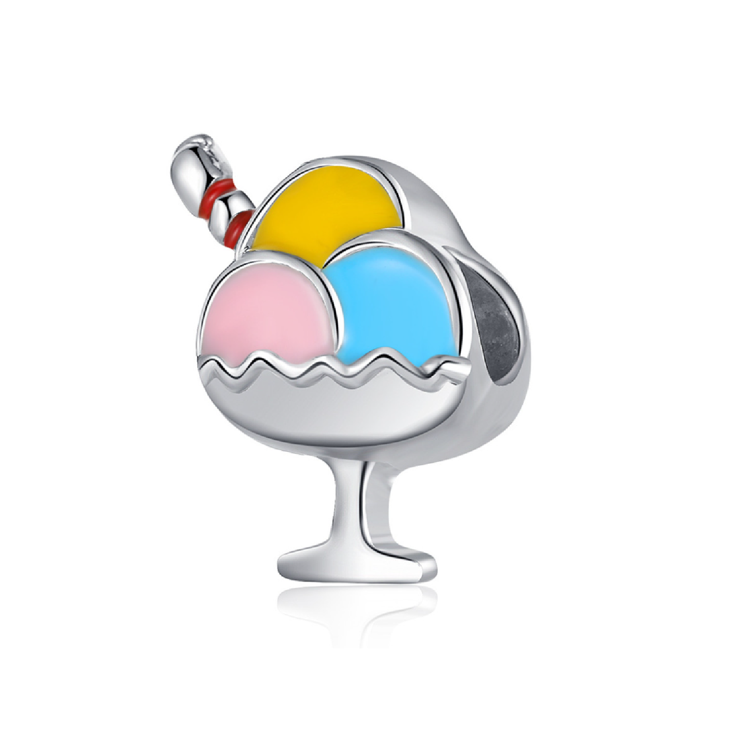 CHARM COPA DE HELADO TRICOLOR EN PLATA 925 SILVER HEART - 2