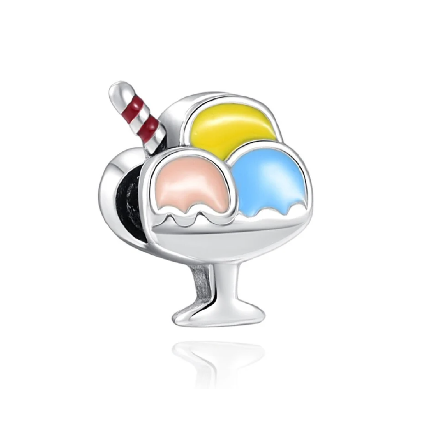 CHARM COPA DE HELADO TRICOLOR EN PLATA 925 SILVER HEART - 3