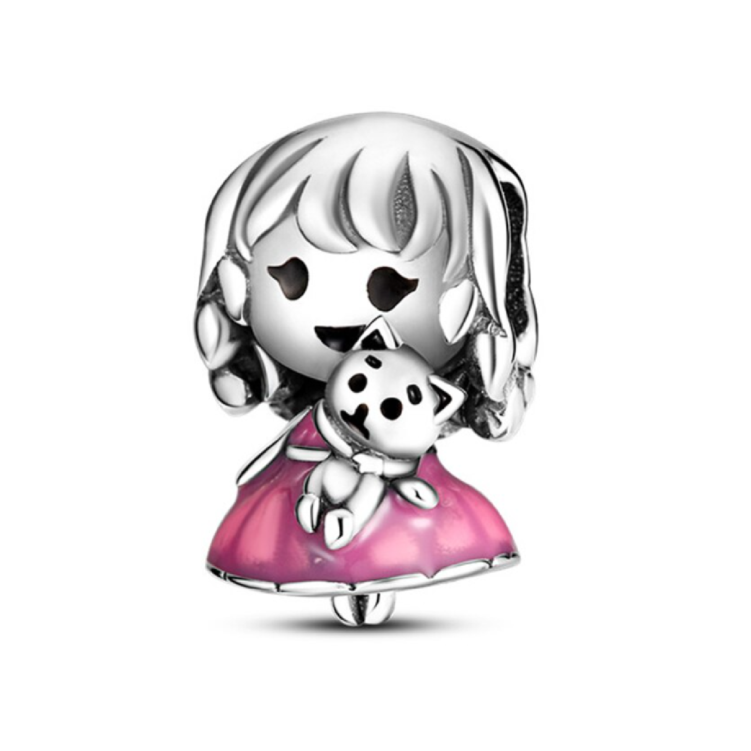 CHARM NIÑA Y GATITO TIERNO EN PLATA 925 SILVER HEART - 1