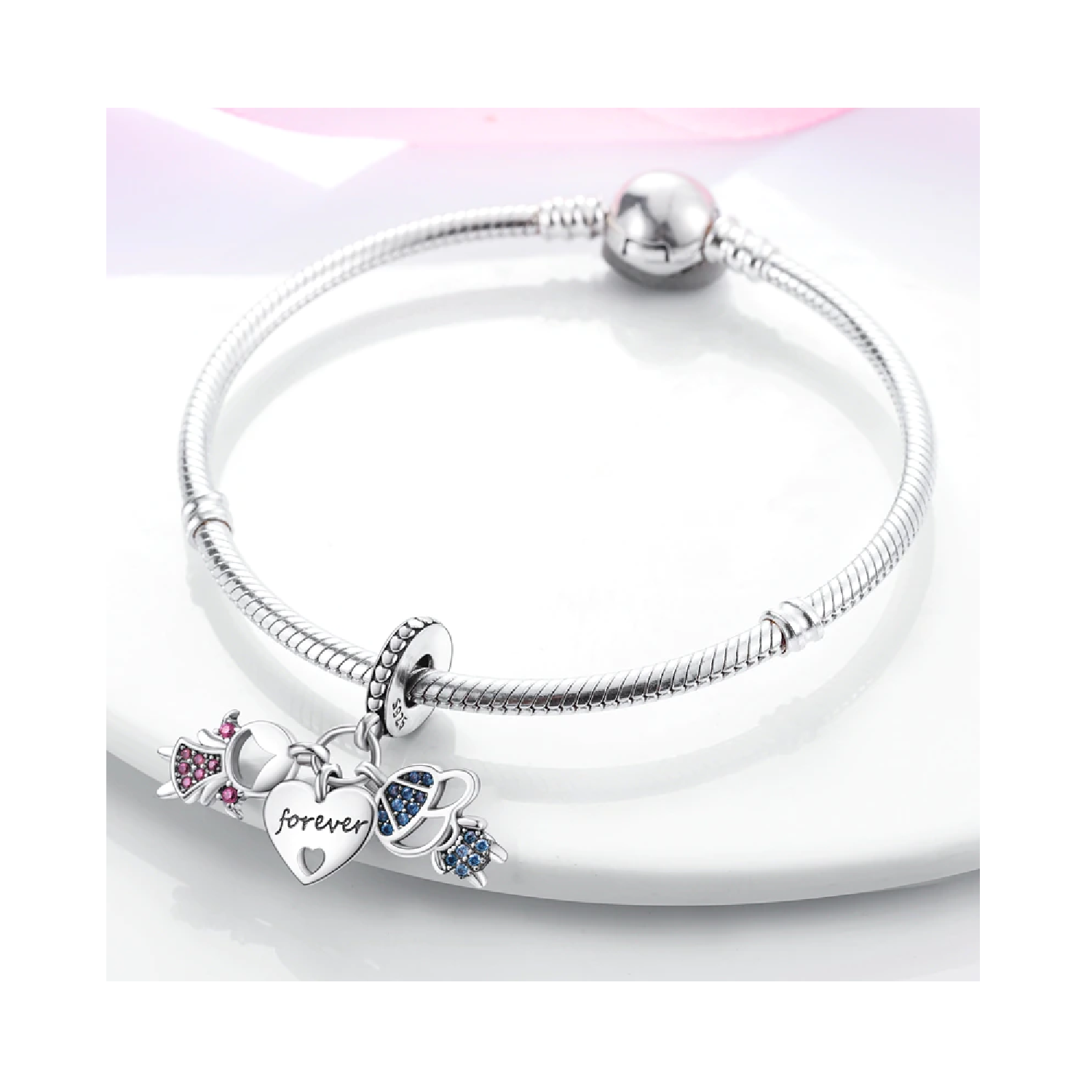 CHARM PAREJA Y CORAZÓN DE AMOR EN PLATA 925 SILVER HEART - 3