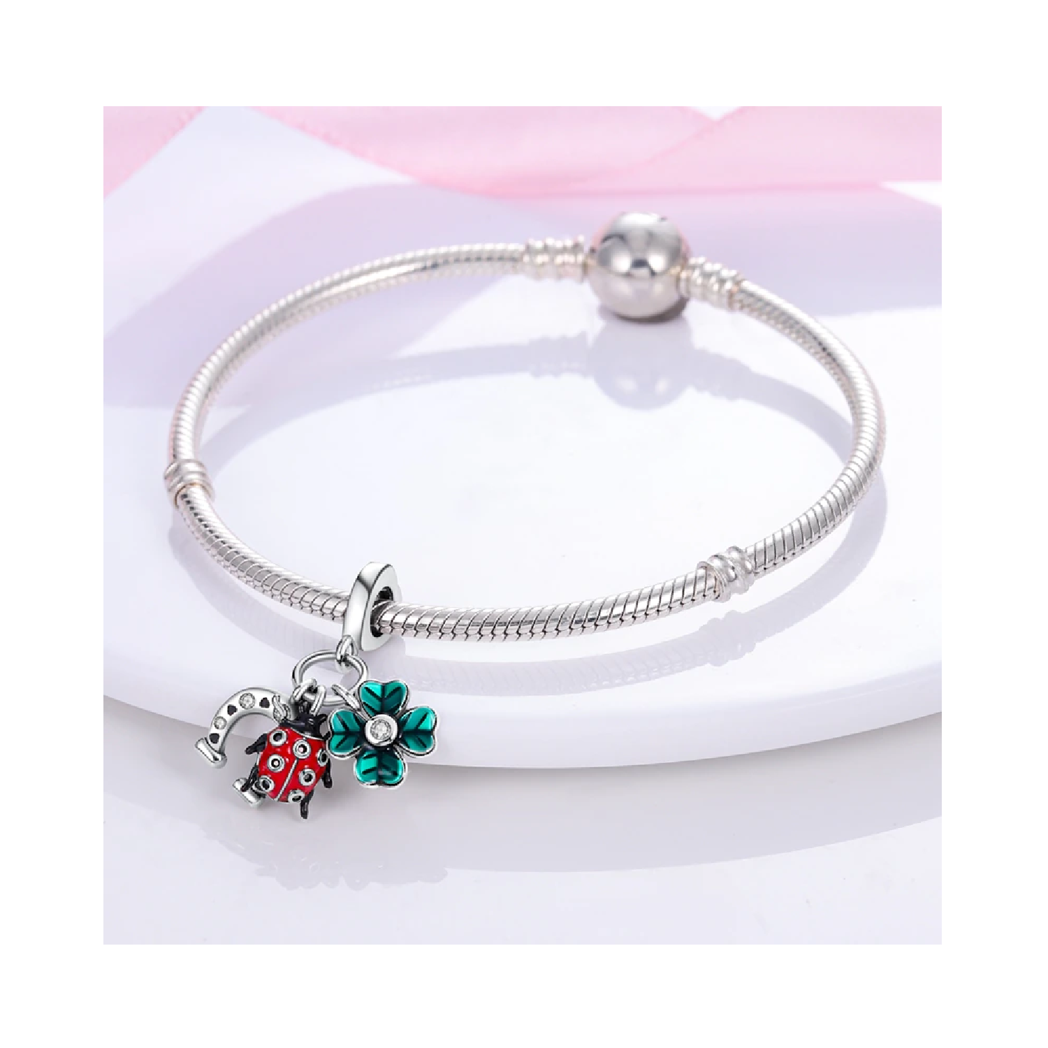 CHARM TRIPLE SUERTE Y CIRCONES EN PLATA 925 SILVER HEART - 3