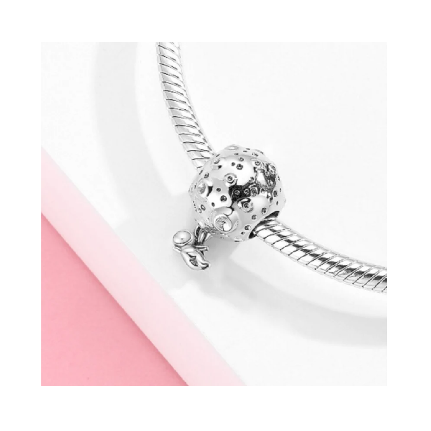 CHARM LUNA Y ASTRONAUTA FLOTANTE EN PLATA 925 SILVER HEART - 2