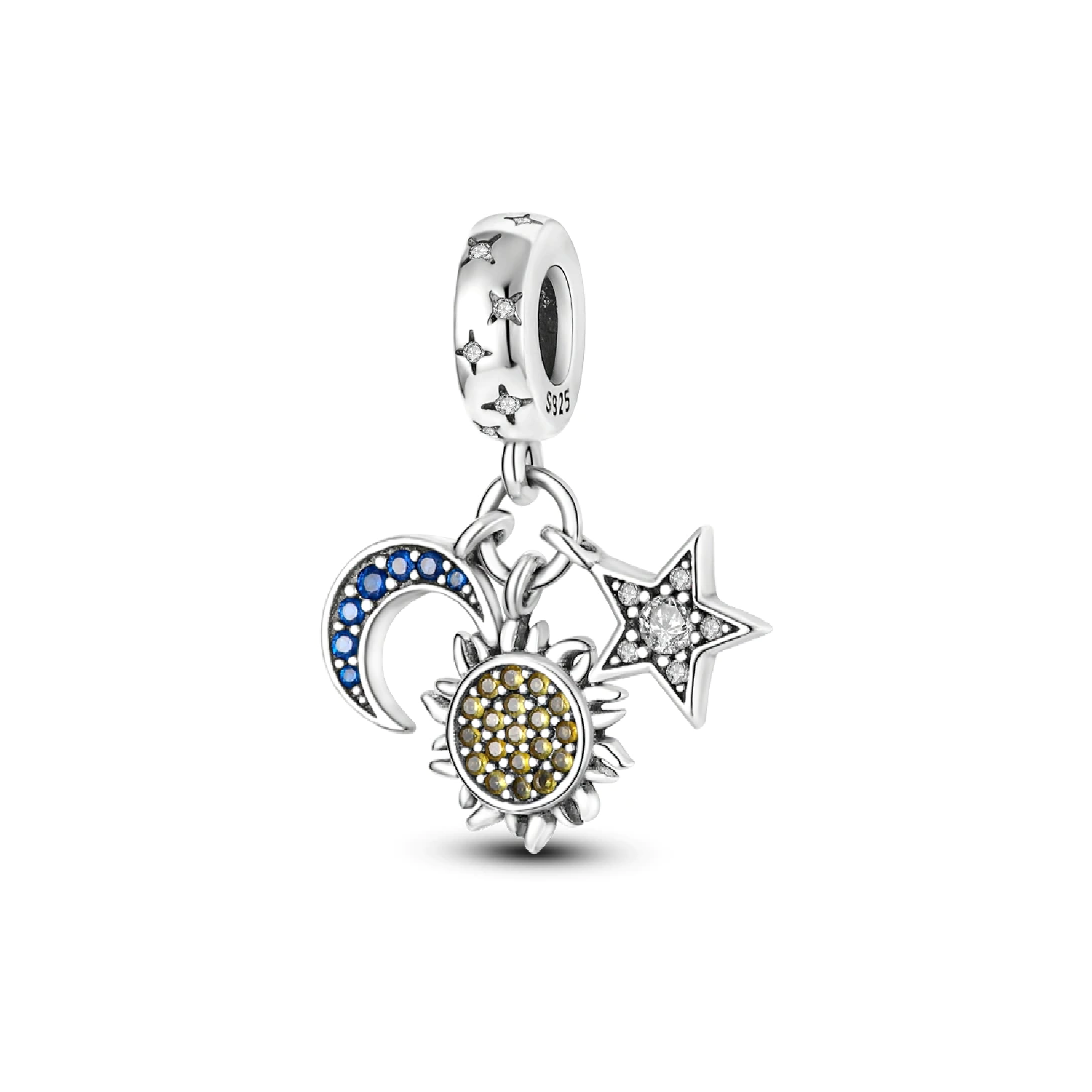 CHARM TRIPLE UNIVERSO Y CIRCONES EN PLATA 925 SILVER HEART - 1