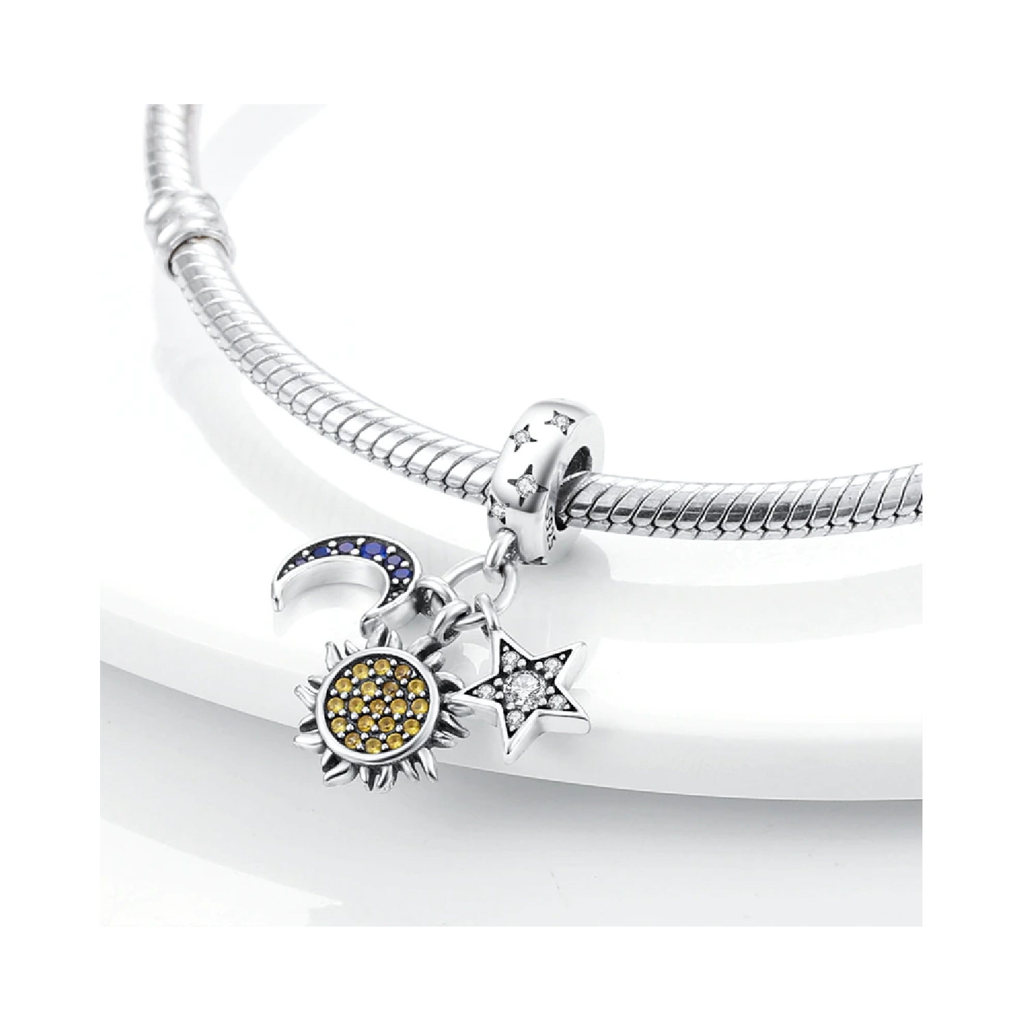 CHARM TRIPLE UNIVERSO Y CIRCONES EN PLATA 925 SILVER HEART - 2