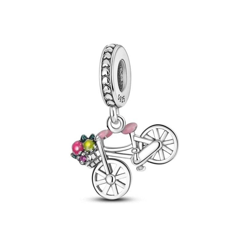CHARM BICICLETA Y CORAZONES DE AMOR EN PLATA 925 SILVER HEART - 1