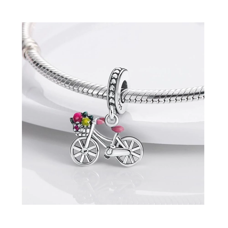CHARM BICICLETA Y CORAZONES DE AMOR EN PLATA 925 SILVER HEART - 2