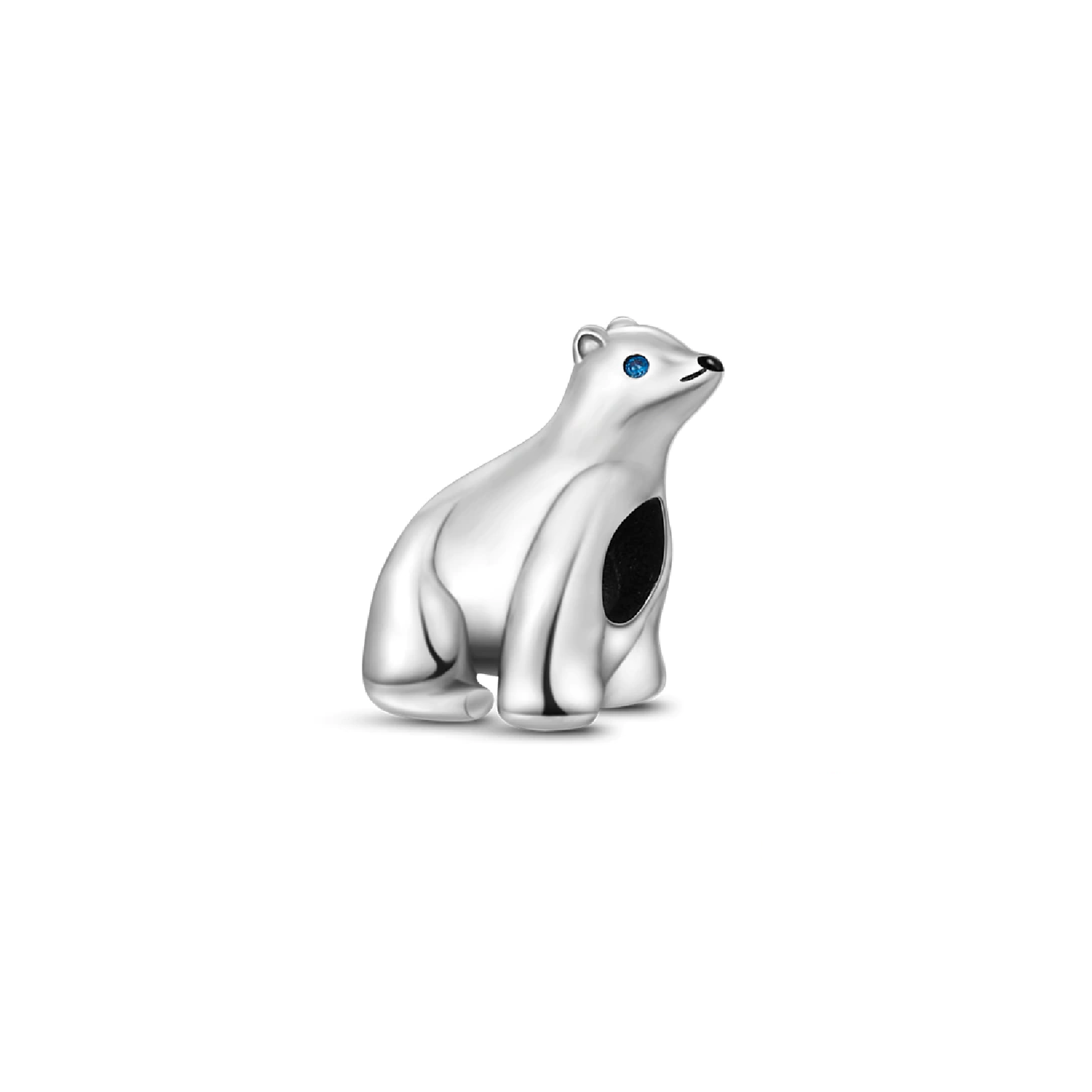 CHARM OSO POLAR OJOS CIRCONES AZULES PLATA 925 SILVER HEART - 1