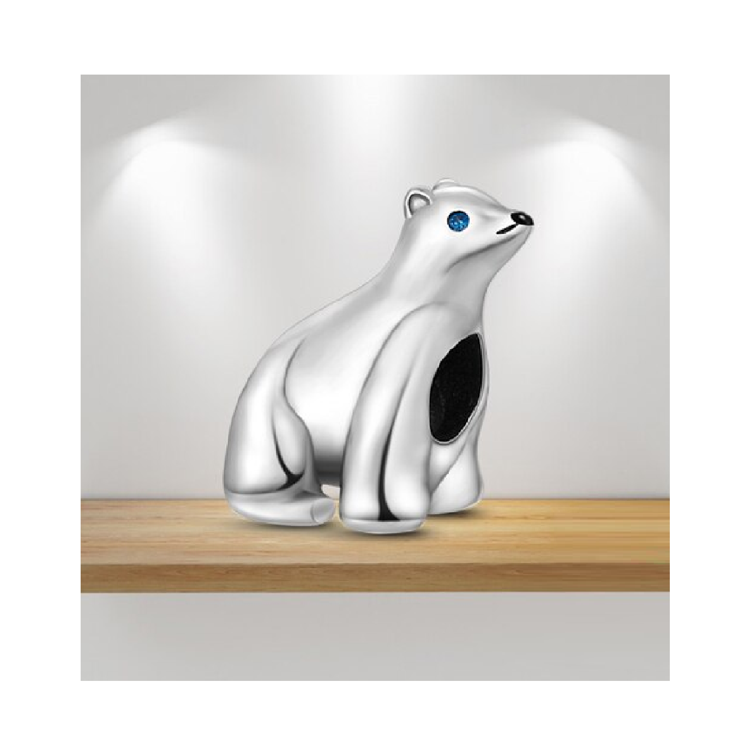 CHARM OSO POLAR OJOS CIRCONES AZULES PLATA 925 SILVER HEART - 2