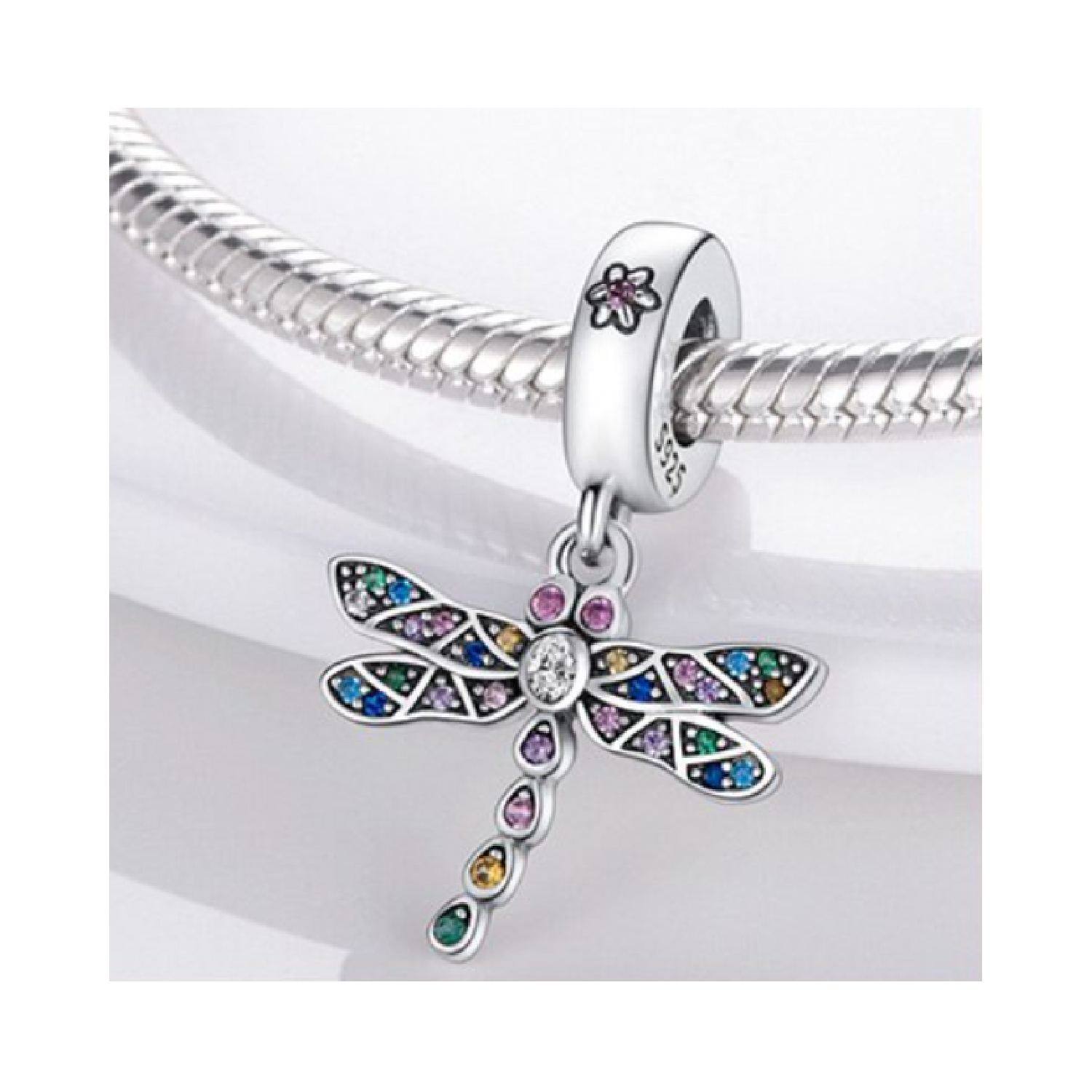 CHARM LIBÉLULA Y CIRCONES MULTICOLOR PLATA 925 SILVER HEART - 2