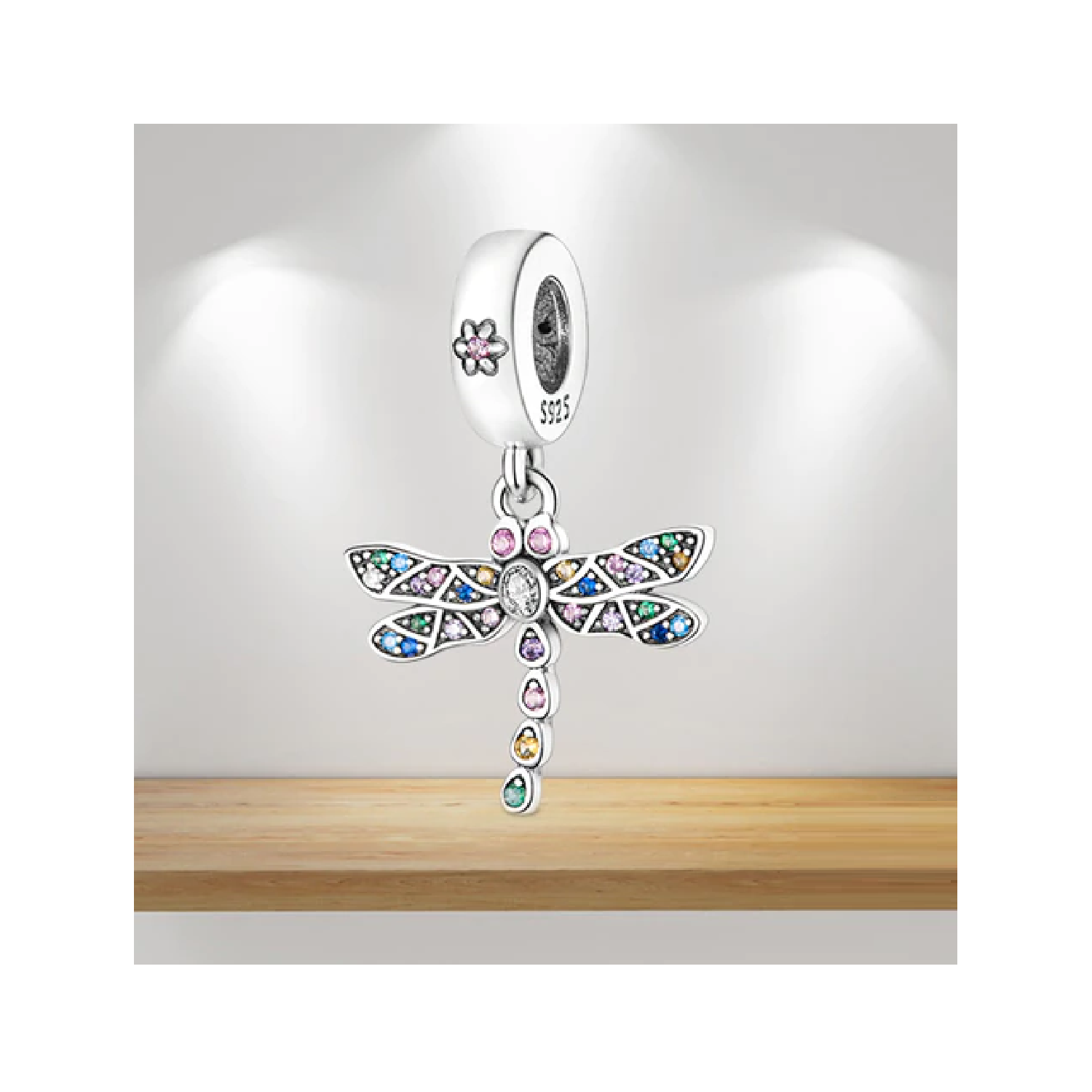 CHARM LIBÉLULA Y CIRCONES MULTICOLOR PLATA 925 SILVER HEART - 3