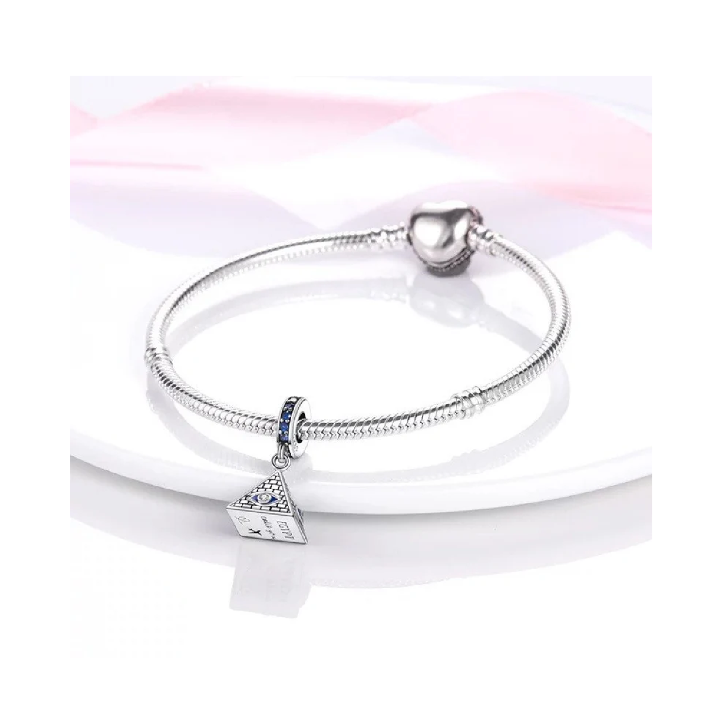 CHARM PIRÁMIDE DE EGIPTO Y CIRCONES PLATA 925 SILVER HEART - 3