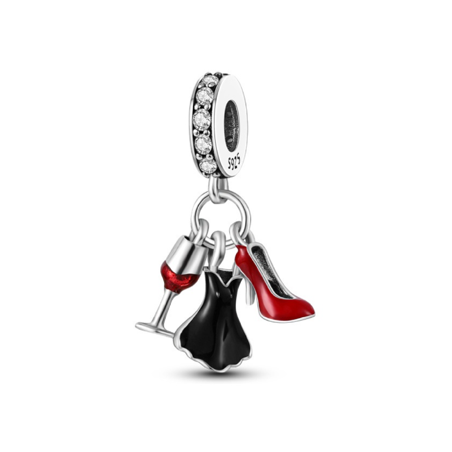 CHARM TRIPLE GLAMOUR FIESTA EN PLATA 925 SILVER HEART - 1