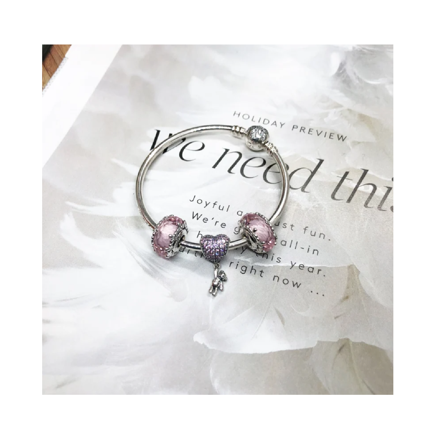 CHARM OSO Y GLOBO DE CORAZÓN ROSA EN PLATA 925 SILVER HEART - 4
