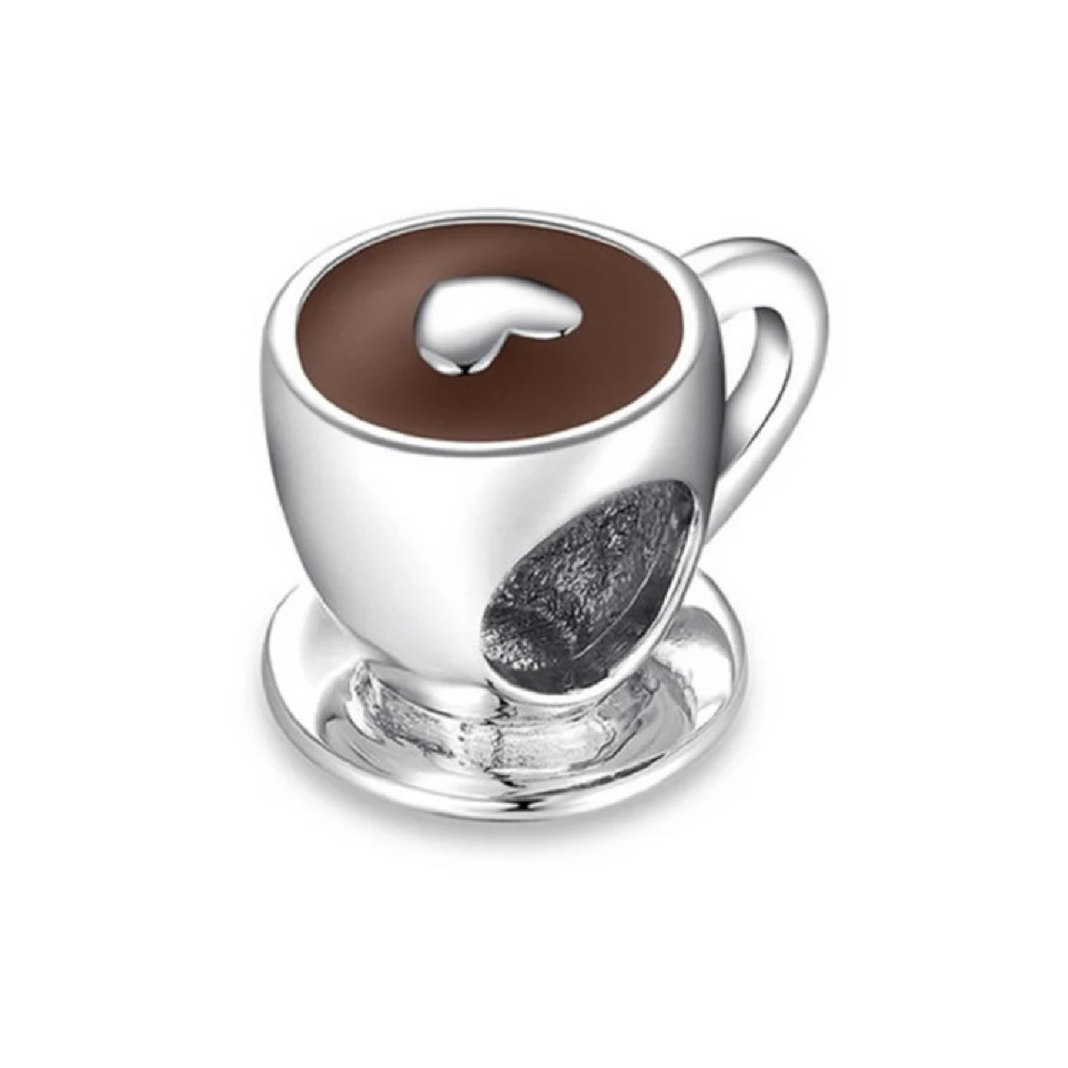 CHARM TAZA DE CAFÉ Y CORAZÓN EN PLATA 925 SILVER HEART - 1