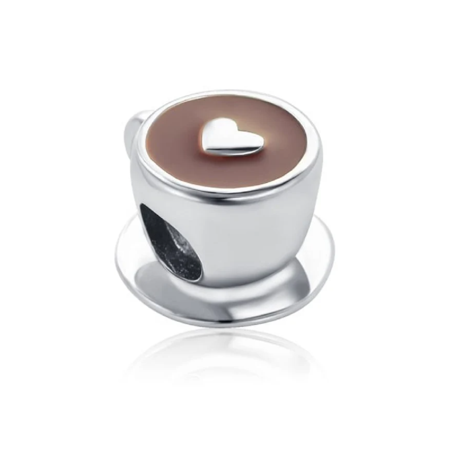 CHARM TAZA DE CAFÉ Y CORAZÓN EN PLATA 925 SILVER HEART - 3
