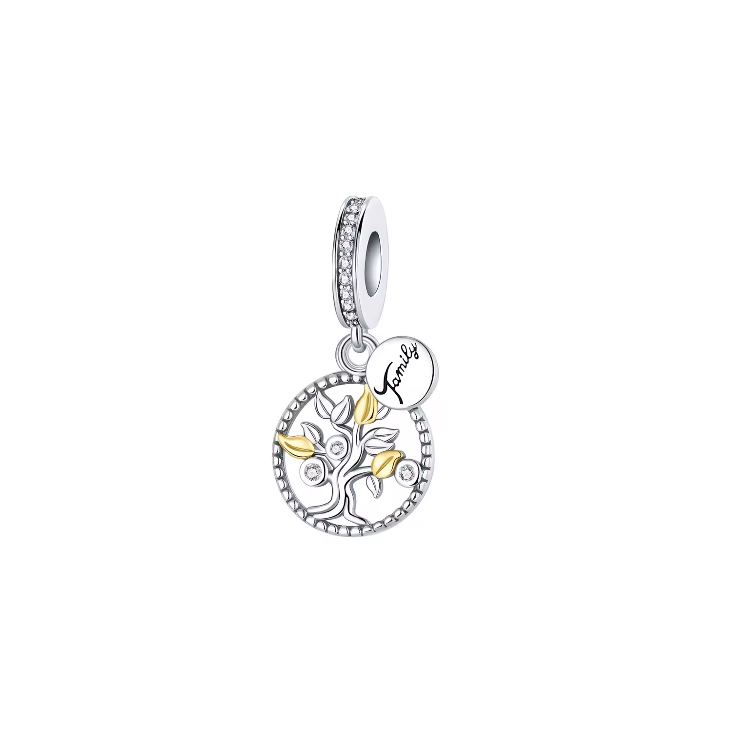 CHARM ÁRBOL DE LA VIDA Y FAMILIA EN PLATA 925 SILVER HEART - 1