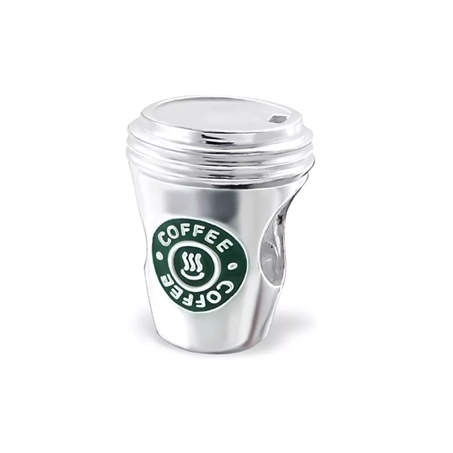 CHARM VASO DE CAFÉ CON TAPA EN PLATA 925 SILVER HEART - 1