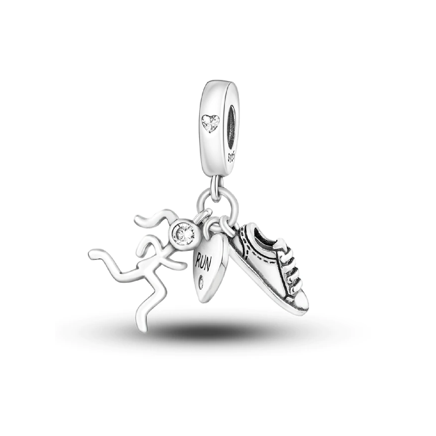 CHARM TRIPLE RUNNING Y CIRCONES EN PLATA 925 SILVER HEART - 1