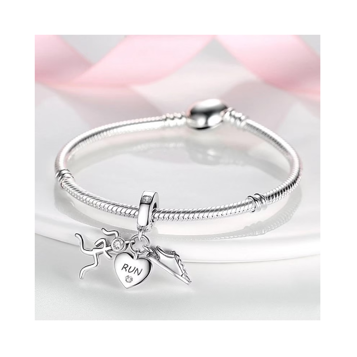 CHARM TRIPLE RUNNING Y CIRCONES EN PLATA 925 SILVER HEART - 3