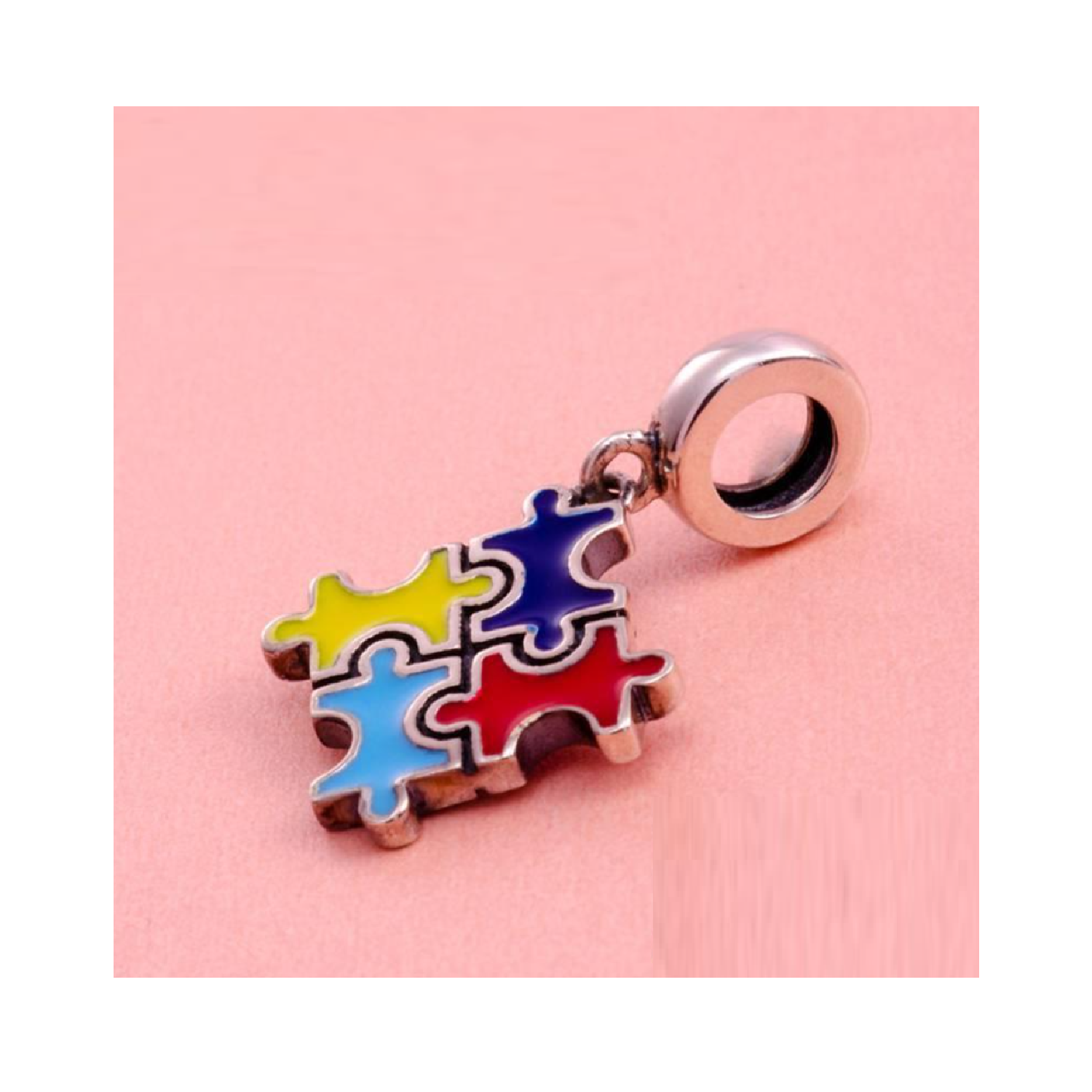 CHARM PUZZLE COLORIDO AUTISMO PLATA 925 SILVER HEART - 3
