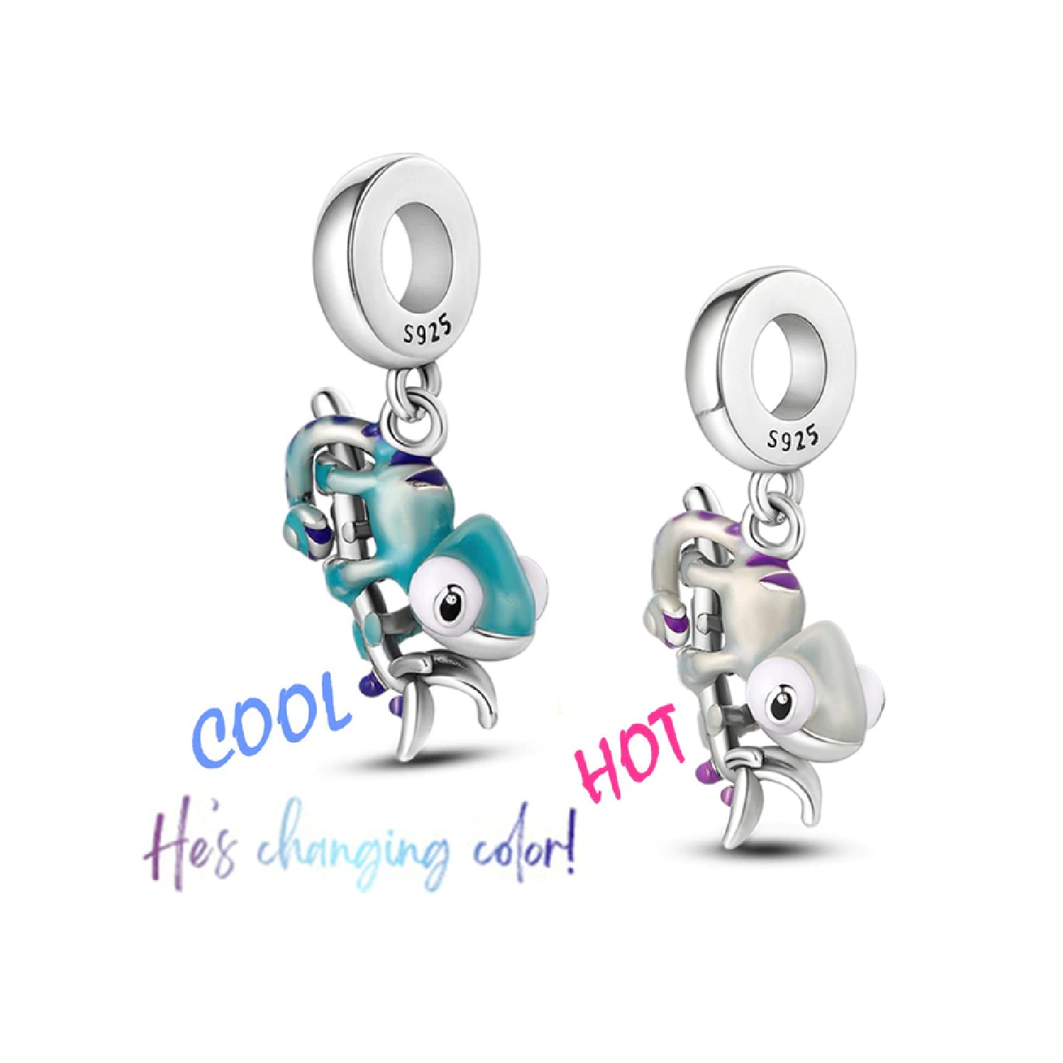 CHARM CAMALEÓN VERDE CAMBIA DE COLOR PLATA 925 SILVER HEART - 3
