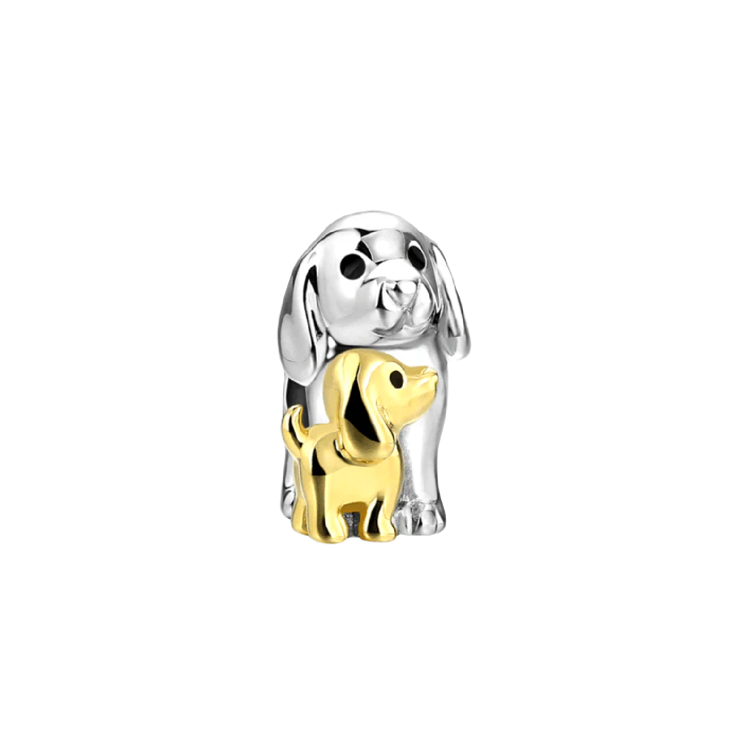 CHARM PERRITA Y CACHORRO DORADO EN PLATA 925 SILVER HEART - 1