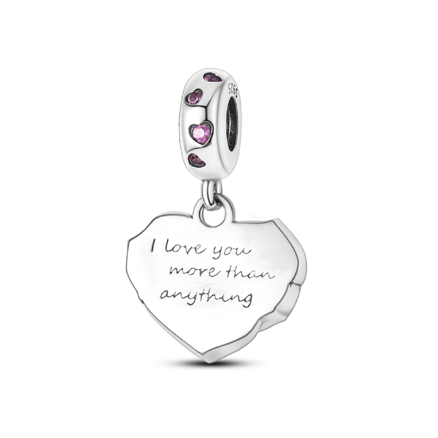 CHARM CORAZÓN DE ROSA Y CIRCONES EN PLATA 925 SILVER HEART - 2