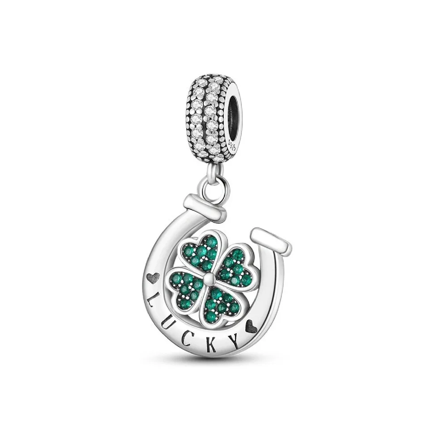 CHARM HERRADURA Y TRÉBOL DE LA SUERTE PLATA 925 SILVER HEART - 1