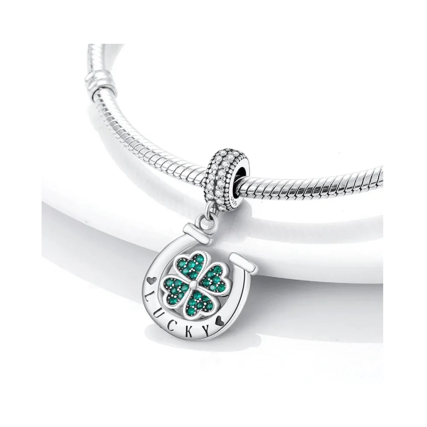 CHARM HERRADURA Y TRÉBOL DE LA SUERTE PLATA 925 SILVER HEART - 2