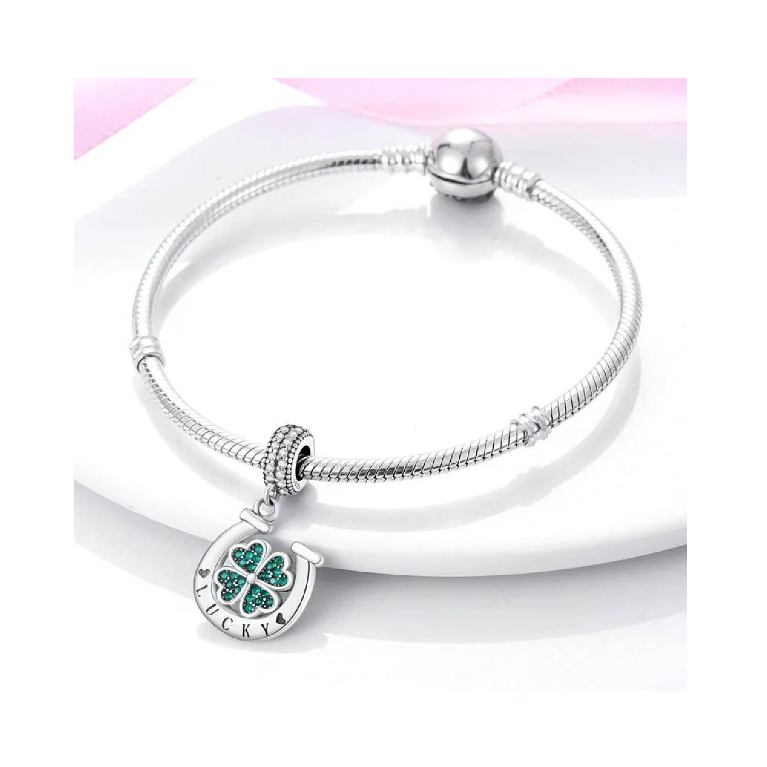 CHARM HERRADURA Y TRÉBOL DE LA SUERTE PLATA 925 SILVER HEART - 3