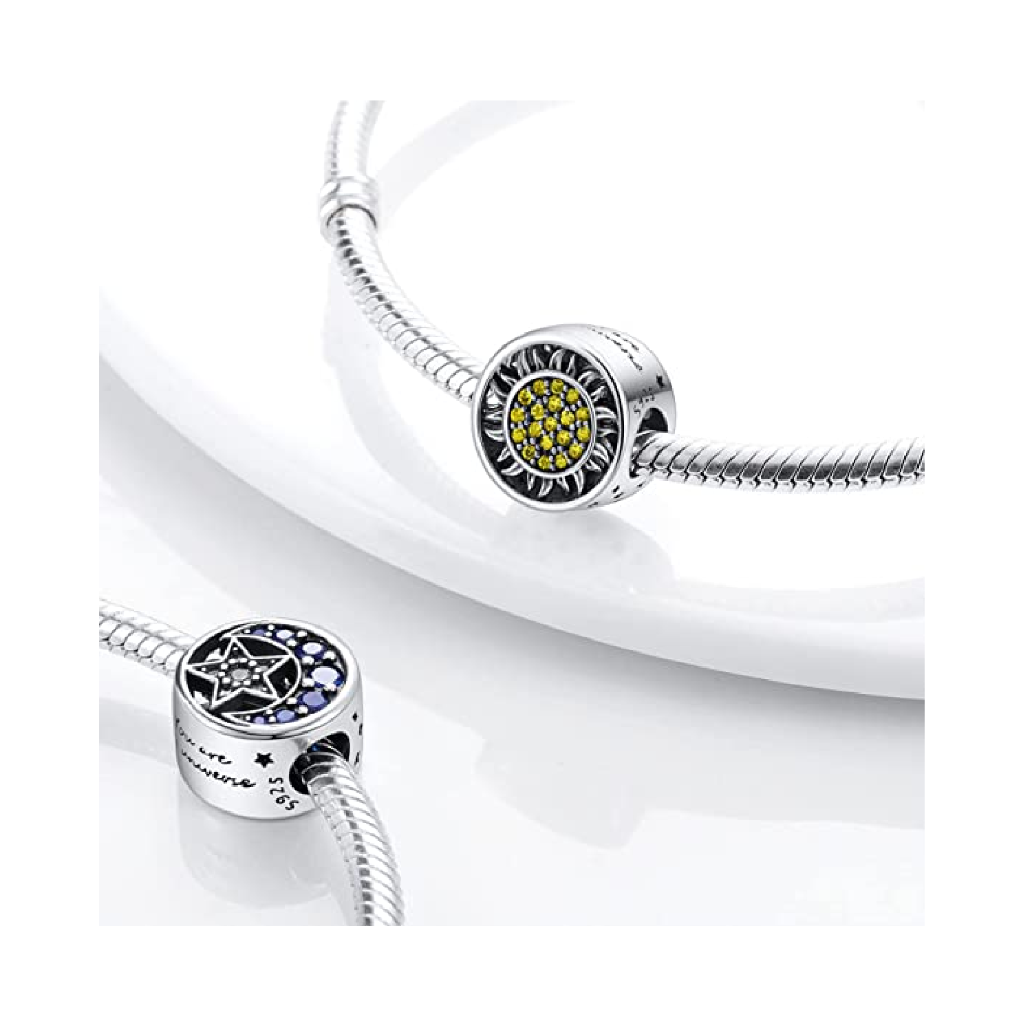 CHARM UNIVERSO SOL, LUNA Y ESTRELLA PLATA 925 SILVER HEART - 3