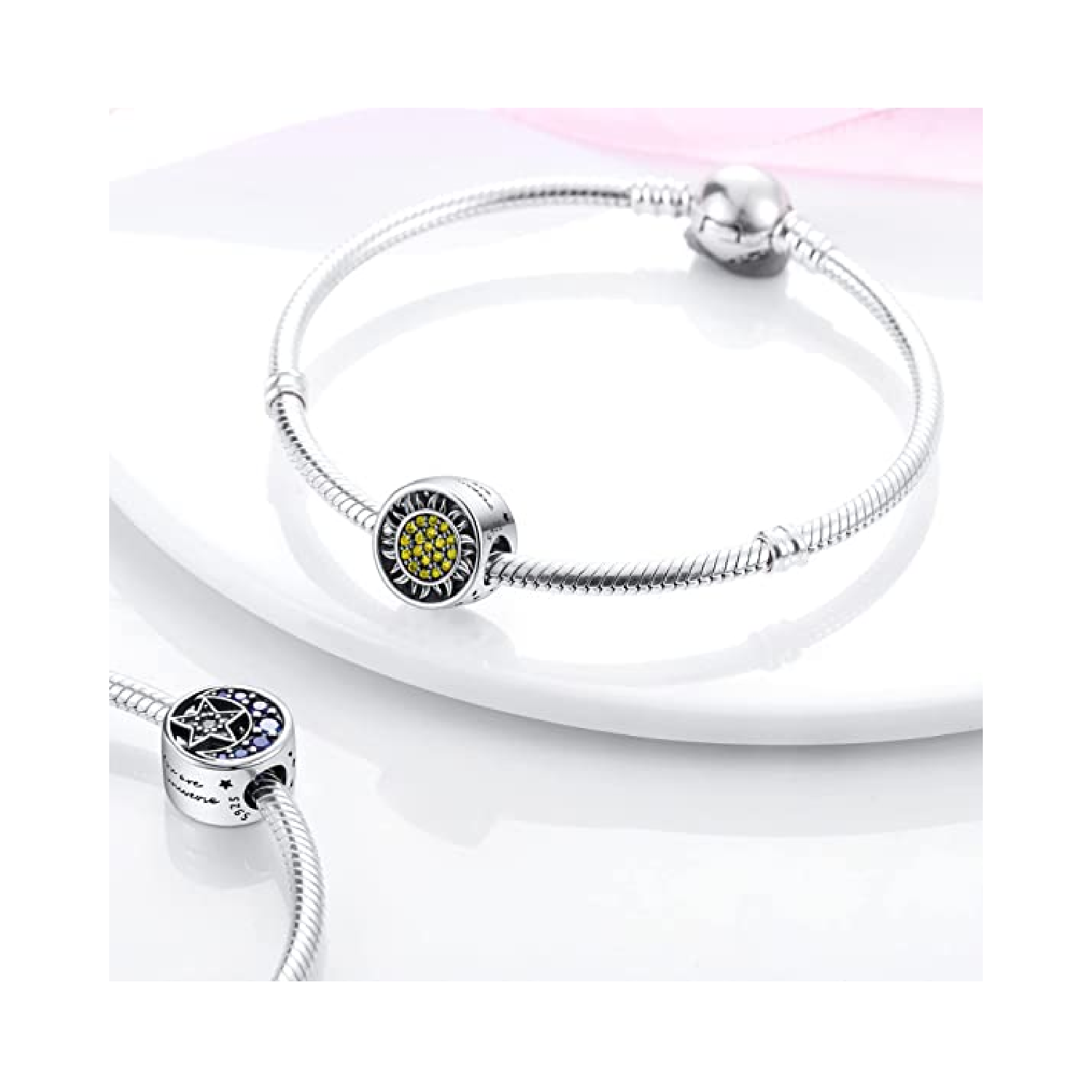 CHARM UNIVERSO SOL, LUNA Y ESTRELLA PLATA 925 SILVER HEART - 4