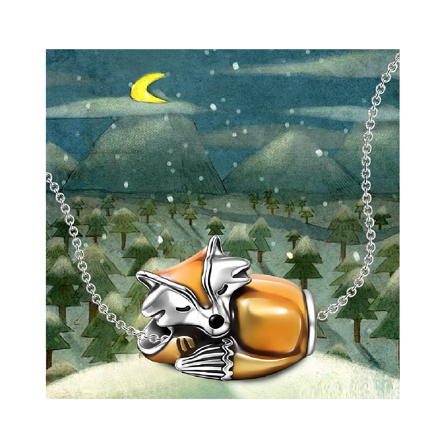 CHARM ZORRO DORADO DURMIENDO EN PLATA 925 SILVER HEART - 3