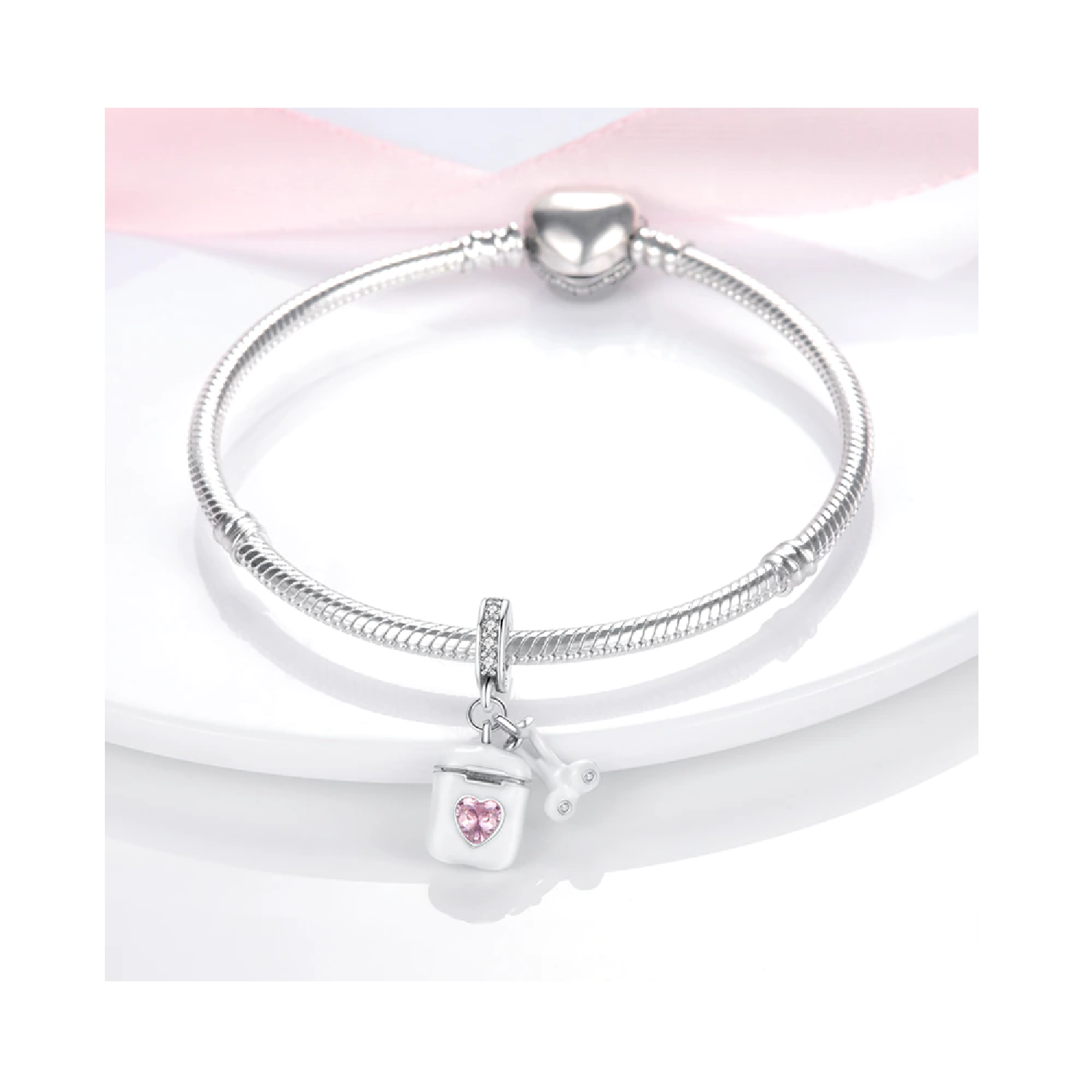 CHARM AUDIFONOS BLUETOOTH Y CORAZÓN PLATA 925 SILVER HEART - 3