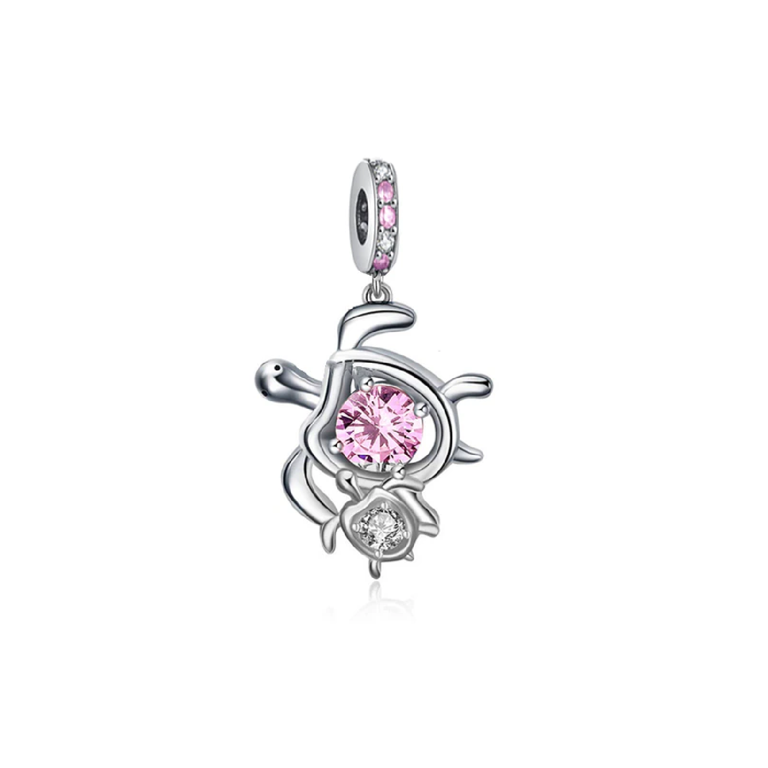 CHARM TORTUGA MARINA Y BEBÉ CIRCONES PLATA 925 SILVER HEART - 1