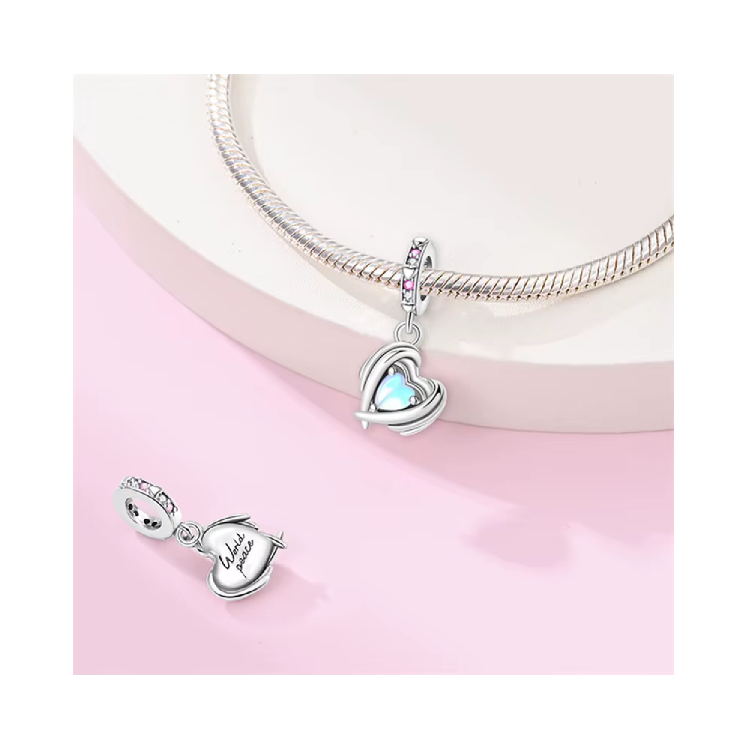 CHARM CORAZÓN DE CRISTAL LUMINOSO EN PLATA 925 SILVER HEART - 2
