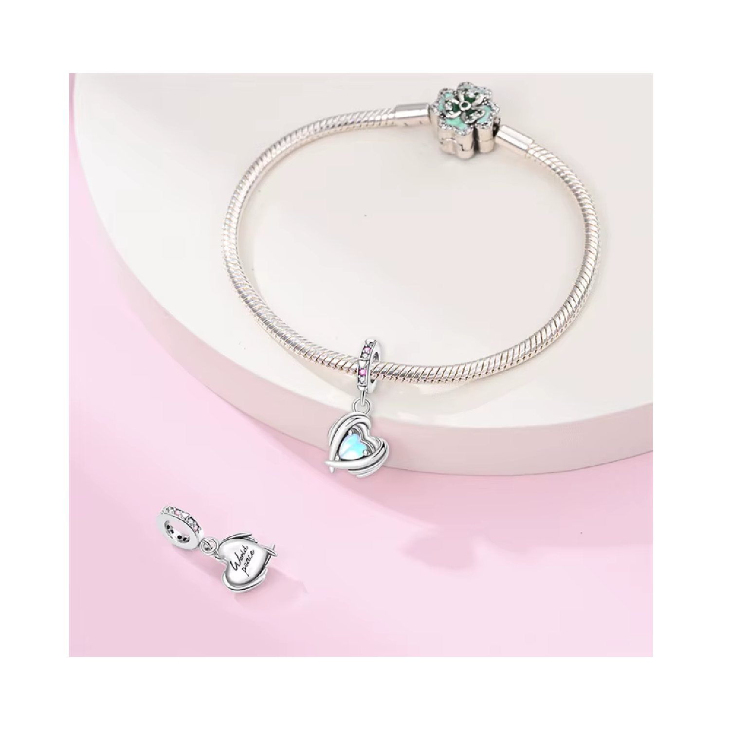 CHARM CORAZÓN DE CRISTAL LUMINOSO EN PLATA 925 SILVER HEART - 3