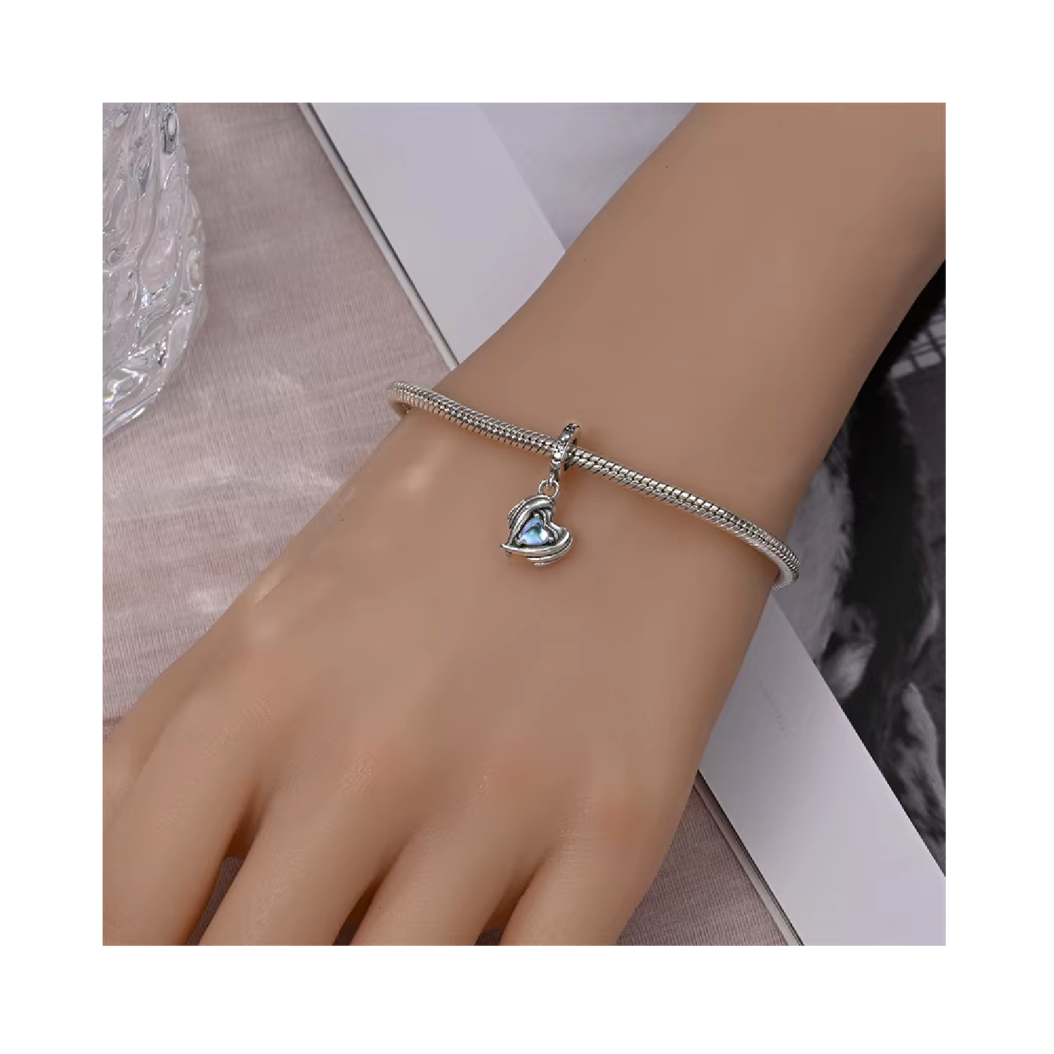 CHARM CORAZÓN DE CRISTAL LUMINOSO EN PLATA 925 SILVER HEART - 4