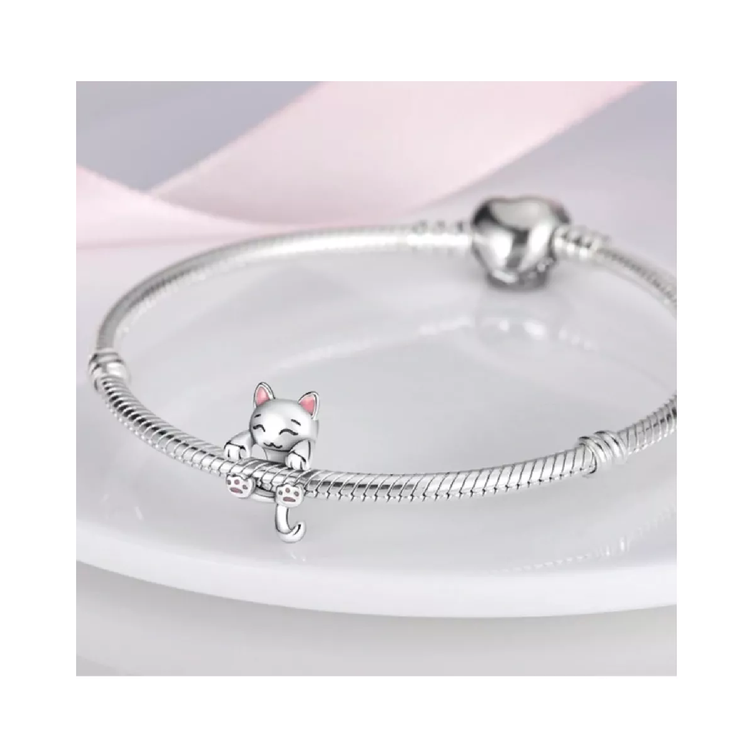 CHARM GATITO PEREZOSO COLGANTE EN PLATA 925 SILVER HEART - 3