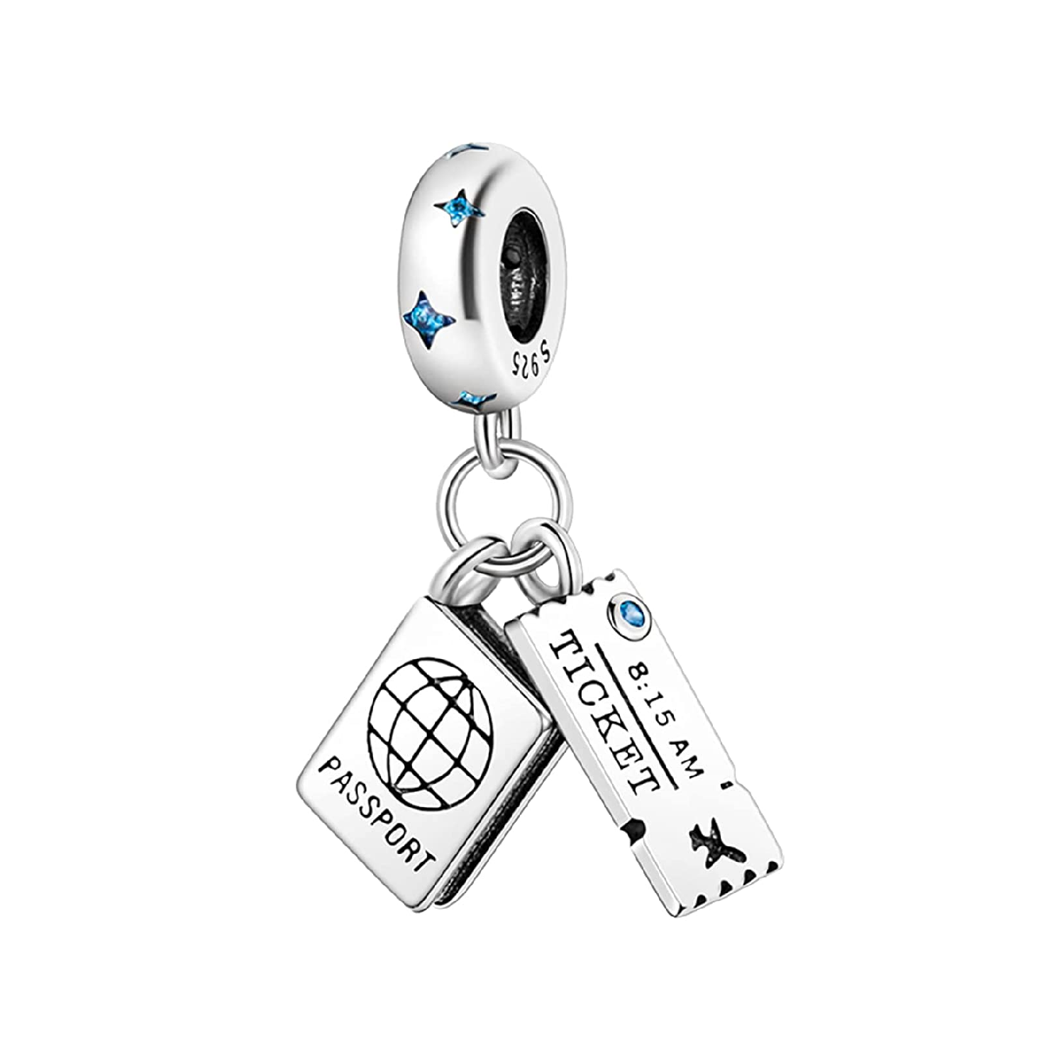 CHARM PASAPORTE Y TICKET DE AVIÓN EN PLATA 925 SILVER HEART - 1