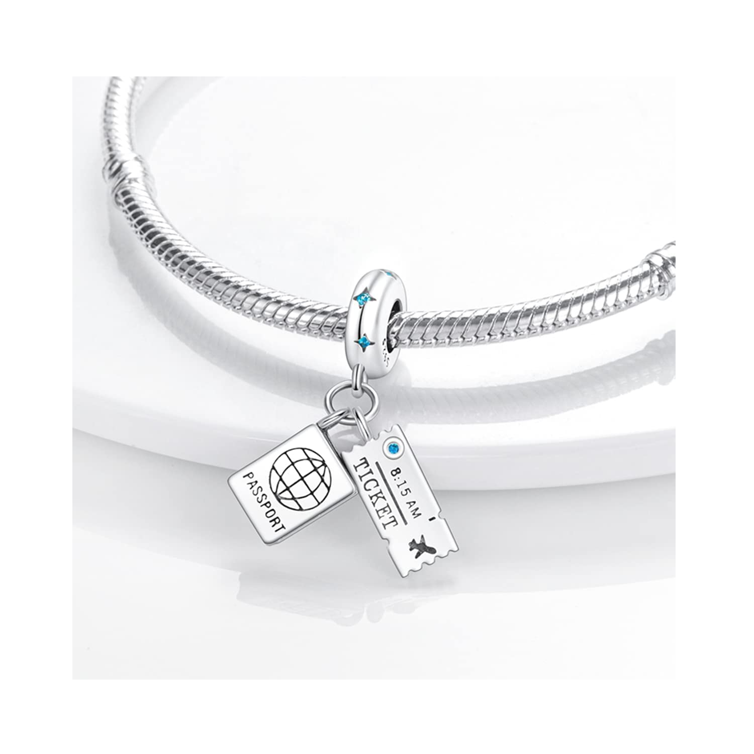 CHARM PASAPORTE Y TICKET DE AVIÓN EN PLATA 925 SILVER HEART - 2