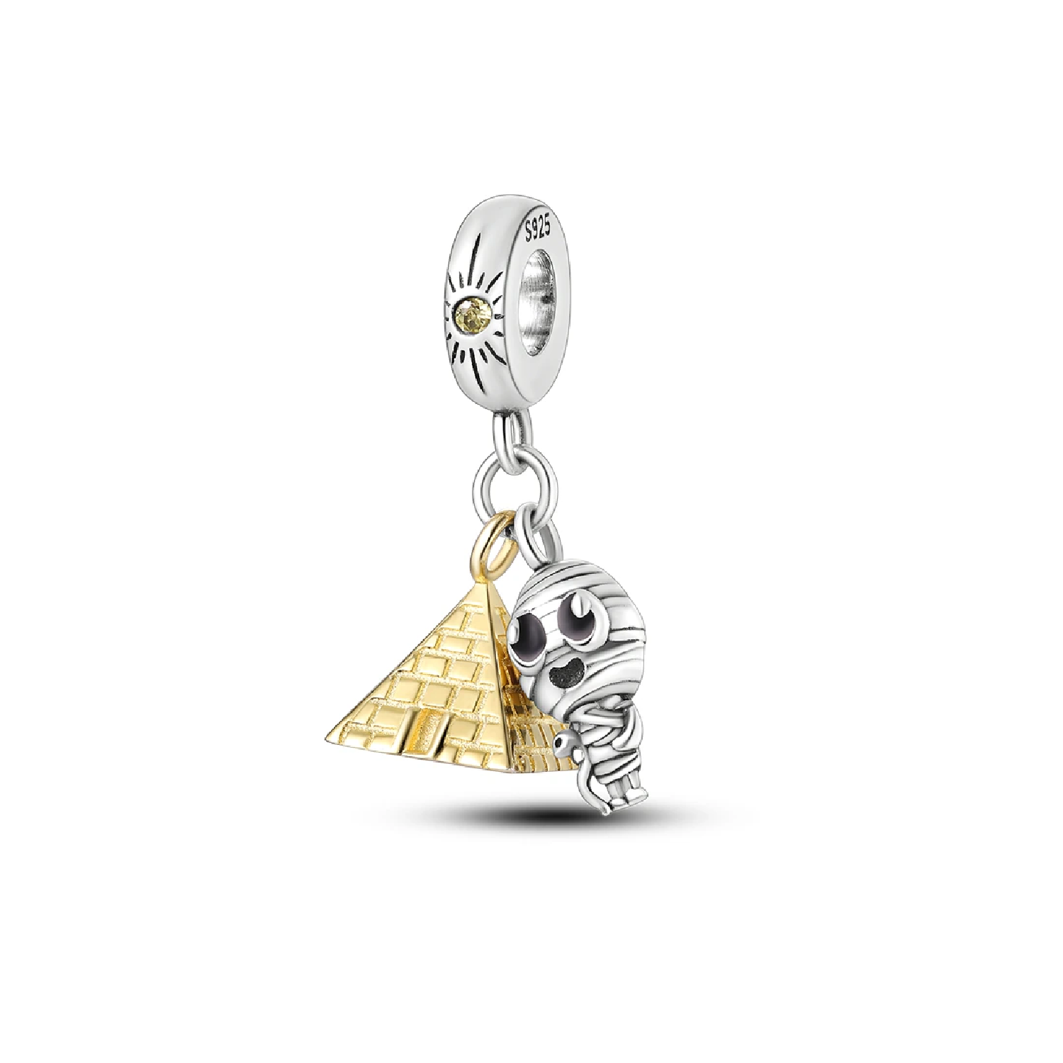 CHARM MOMIA Y PIRÁMIDE EGIPCIA EN PLATA 925 SILVER HEART - 1