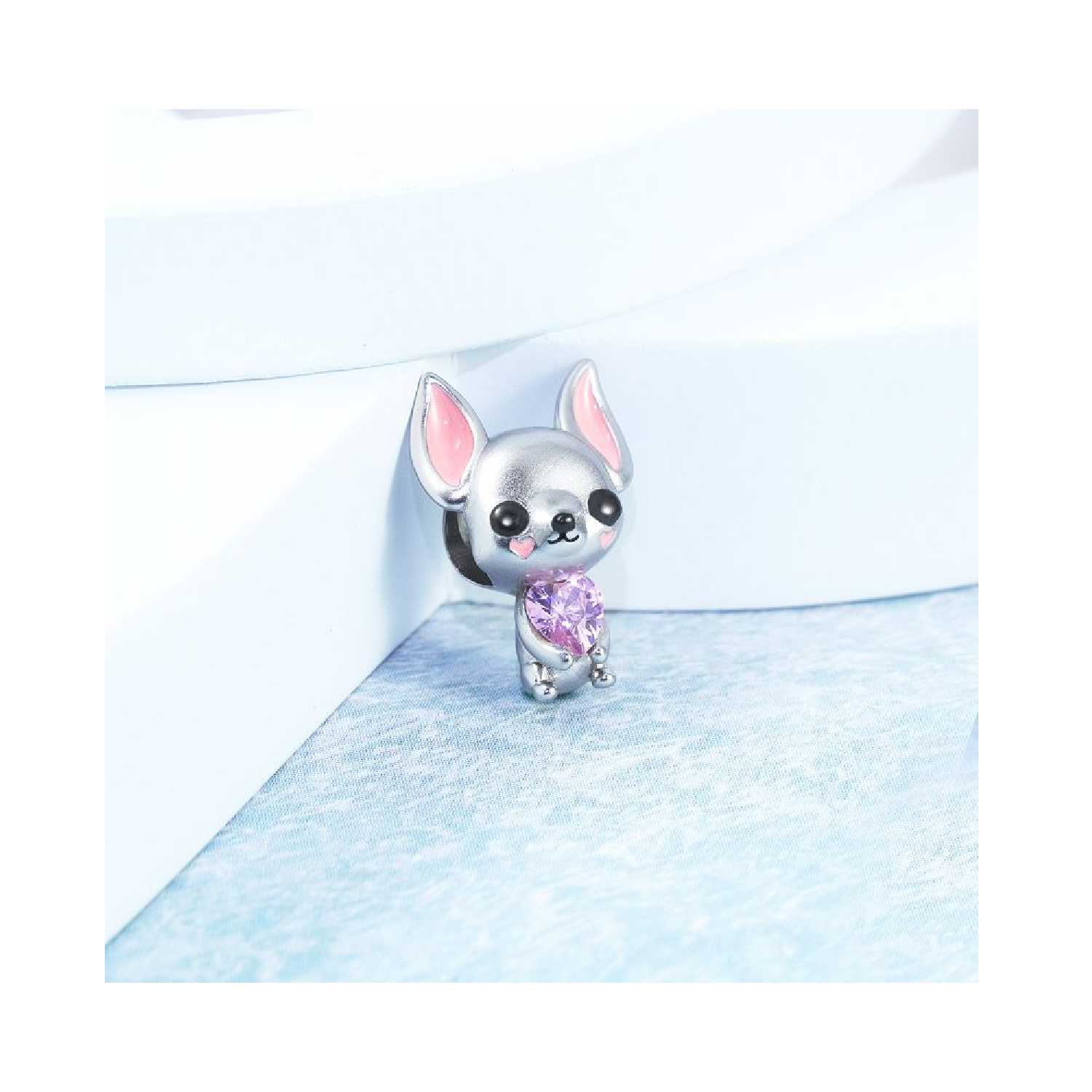 CHARM CACHORRO PERRO CHIHUAHUA EN PLATA 925 SILVER HEART - 3