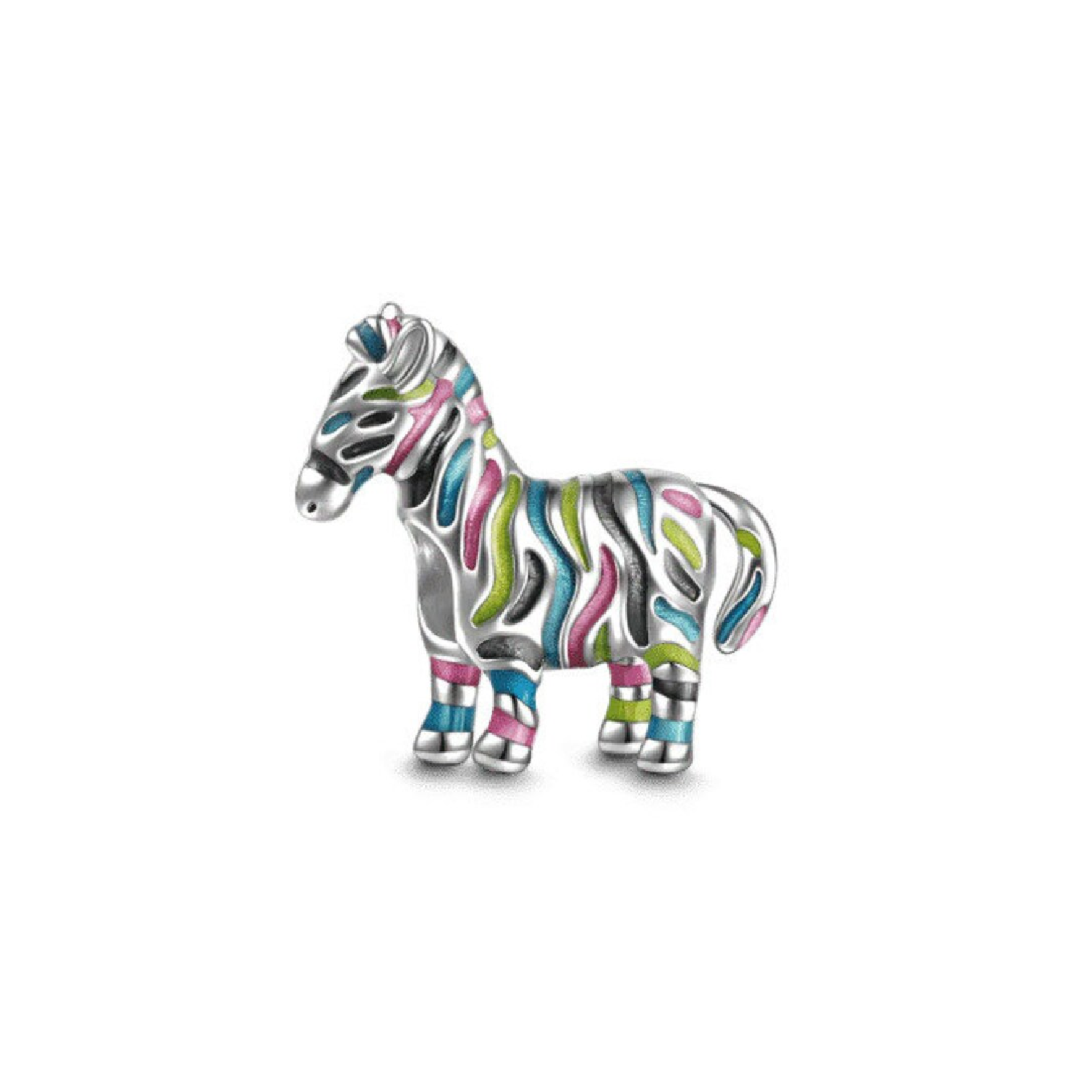CHARM CEBRA MULTICOLOR EN PLATA 925 SILVER HEART - 1