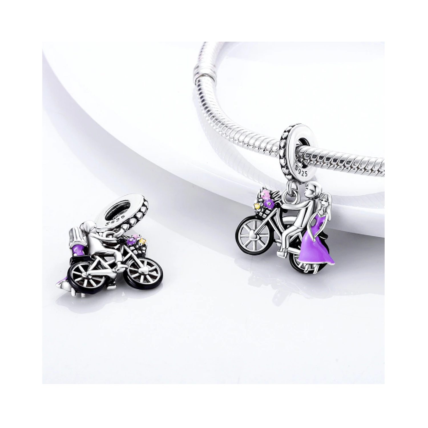 CHARM PAREJA DE RECIÉN CASADOS EN PLATA 925 SILVER HEART - 2