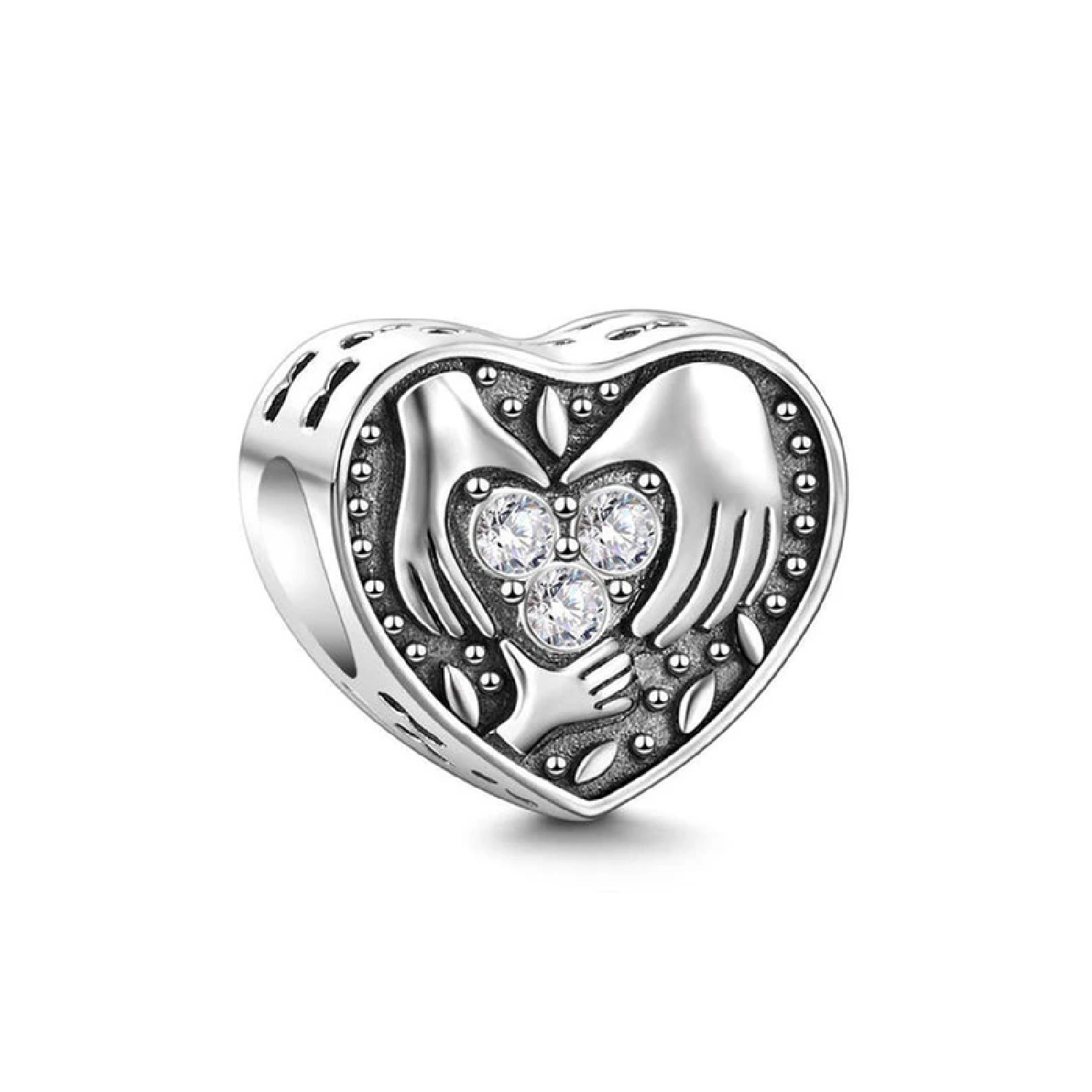 CHARM CORAZÓN Y MANOS DE FAMILIA EN PLATA 925 SILVER HEART - 1