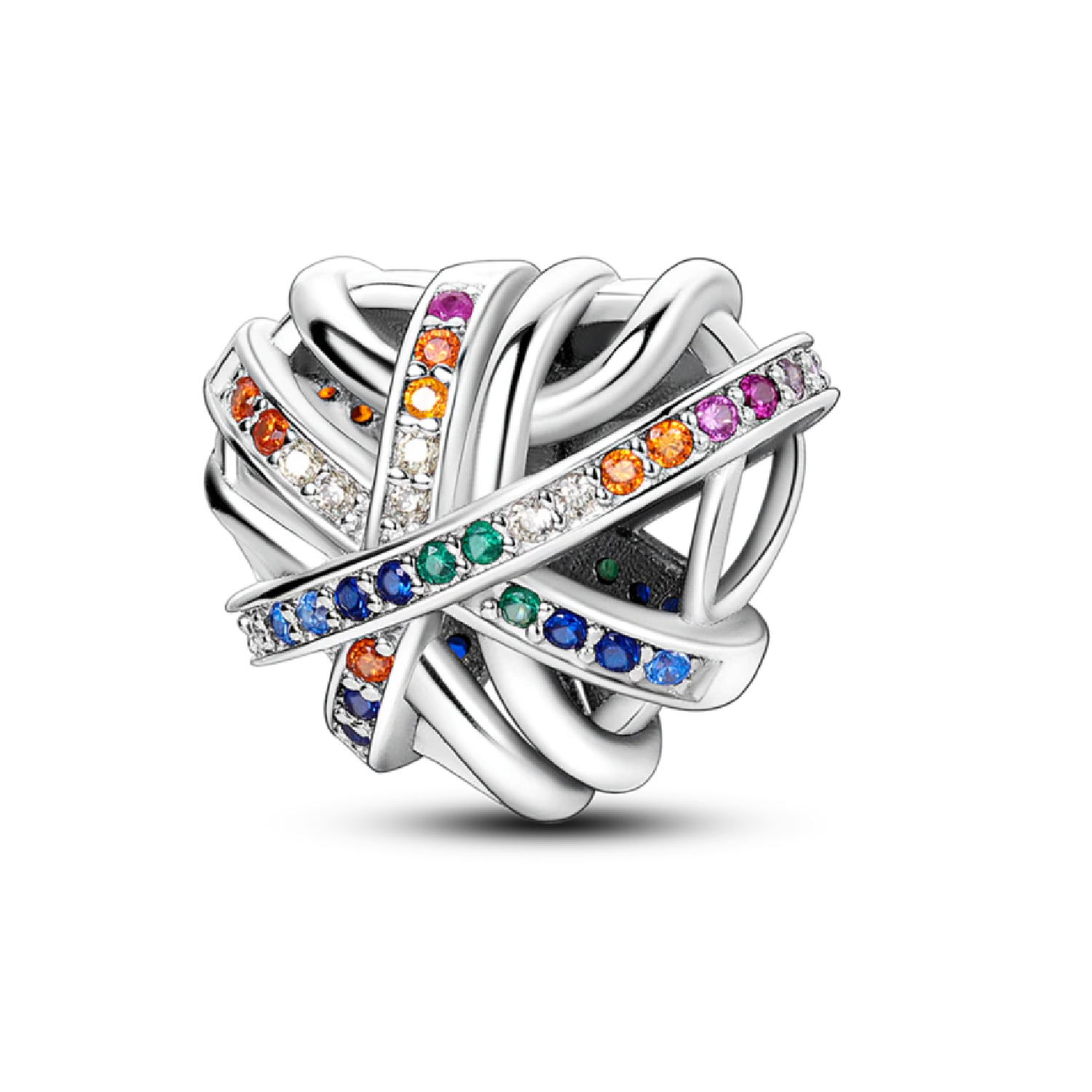 CHARM CORAZÓN LAZOS COLORIDOS EN PLATA 925 SILVER HEART - 1
