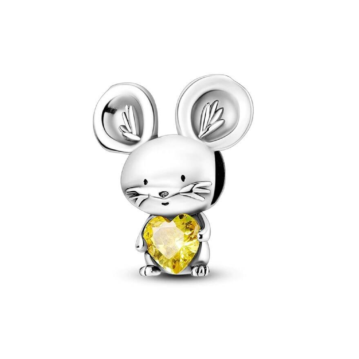 CHARM RATONCITO CORAZÓN CIRCÓN DORADO PLATA 925 SILVER HEART - 1